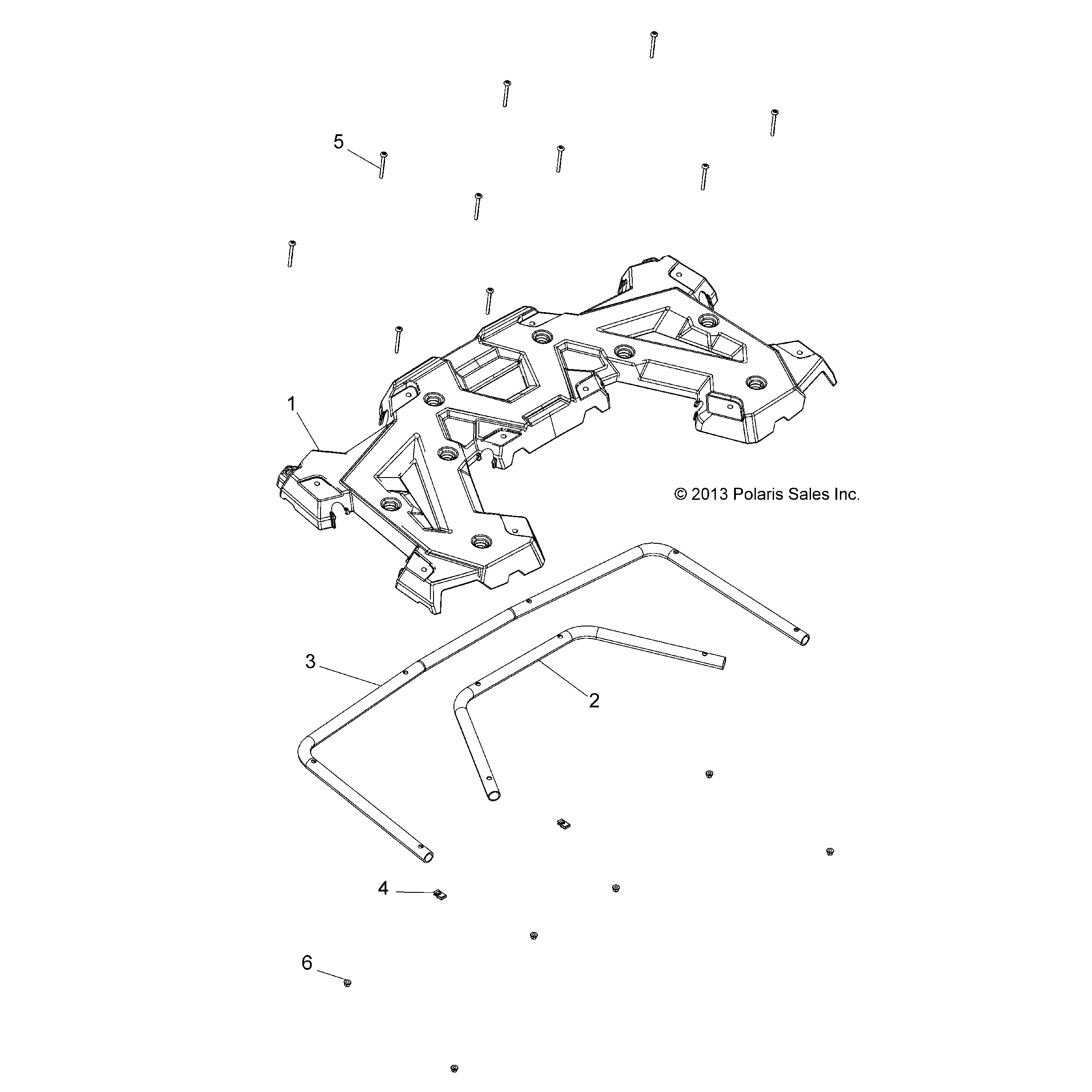 An Image of a Genuine Polaris Parts Schematic Diagram showing the schematic - BODY: REAR RACK - 2020 POLARIS SPORTSMAN 570 HUNTER EDITION