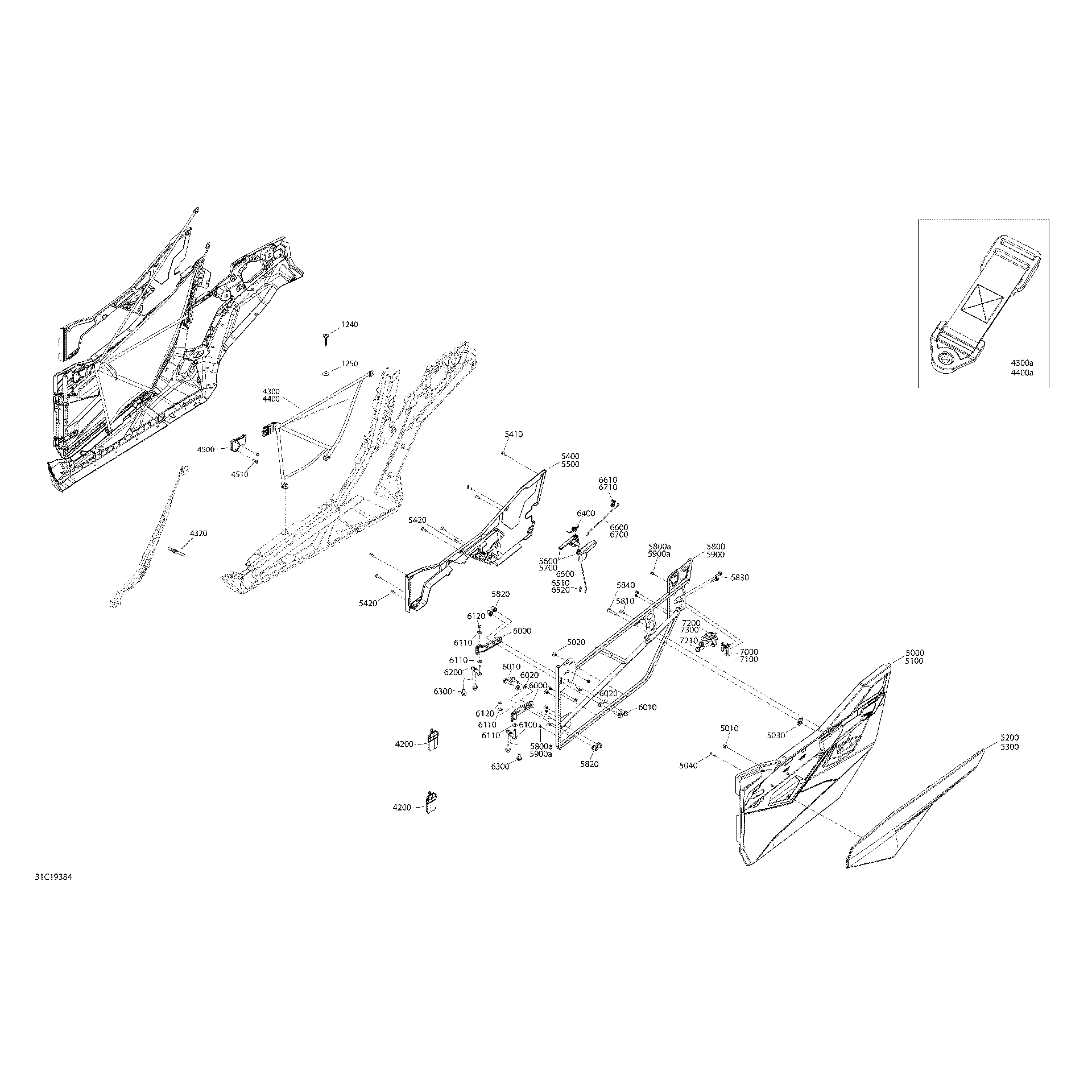 An Image of a Genuine Can-Am Parts Schematic Diagram showing the schematic - BODY MAVERICK TRAIL - 800 - DOOR SECTION