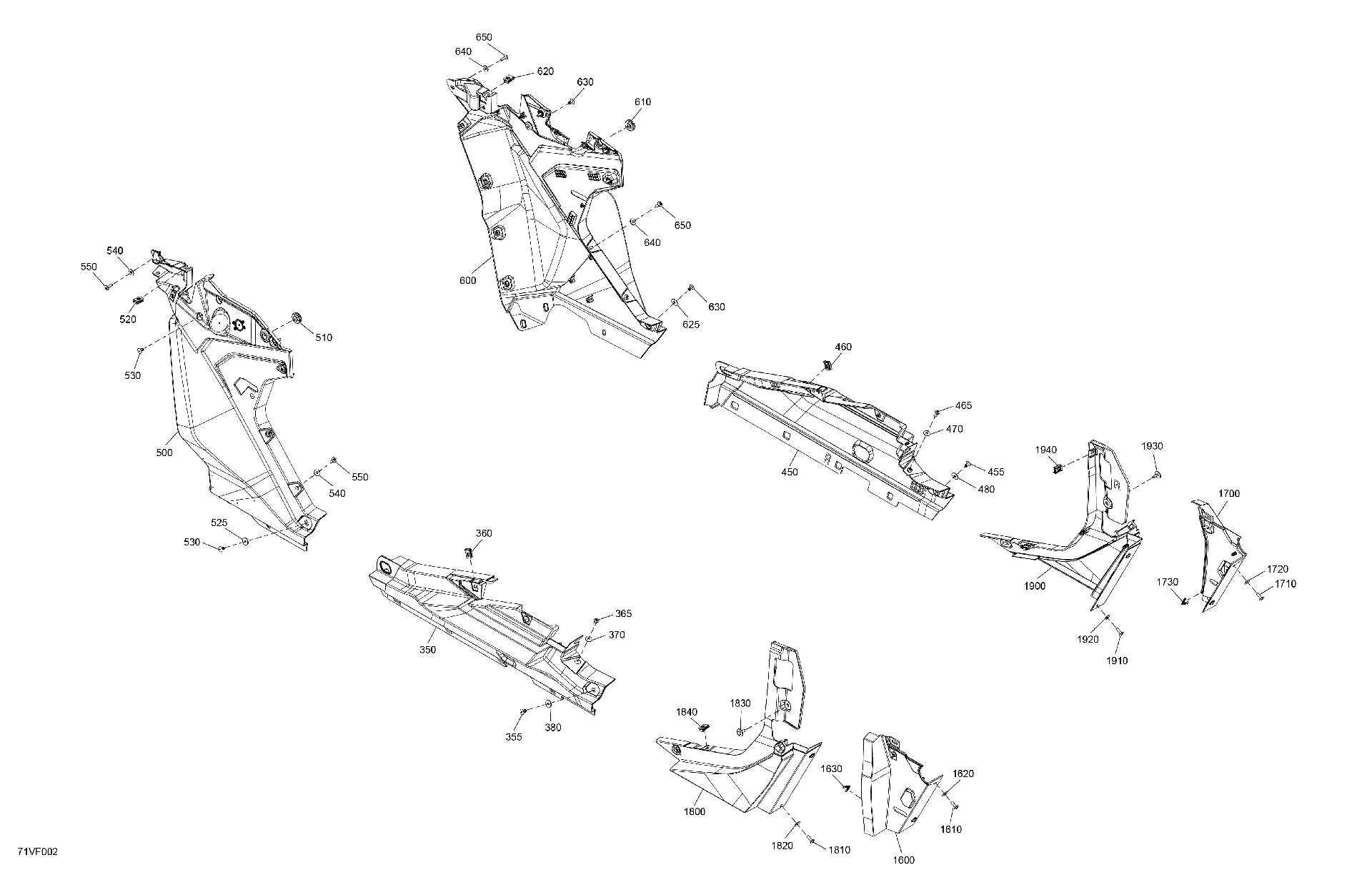 An Image of a Genuine Can-Am Parts Schematic Diagram showing the schematic - BODY - FRONT SECTION