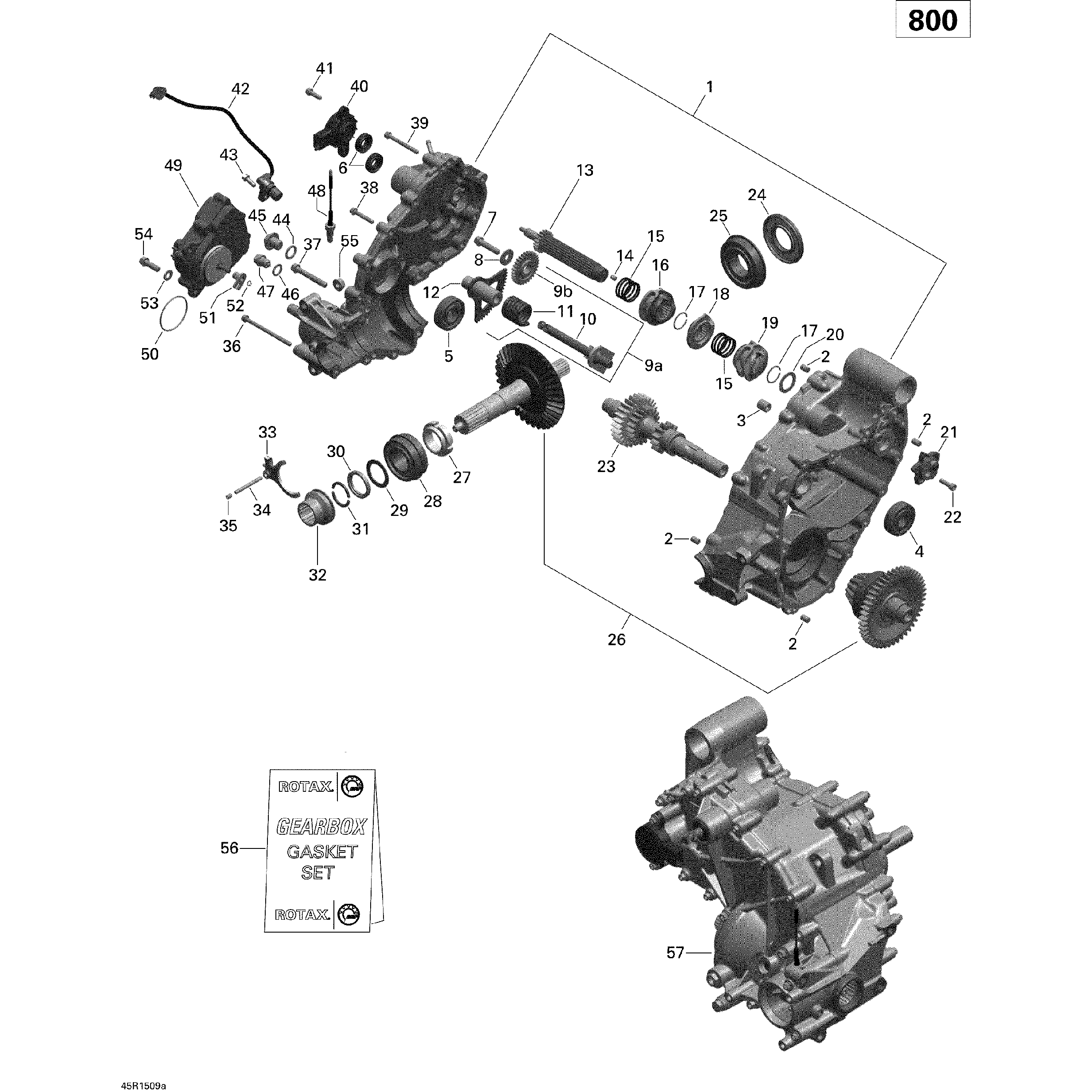 An Image of a Genuine Can-Am Parts Schematic Diagram showing the schematic - GEAR BOX 1_45R1509A