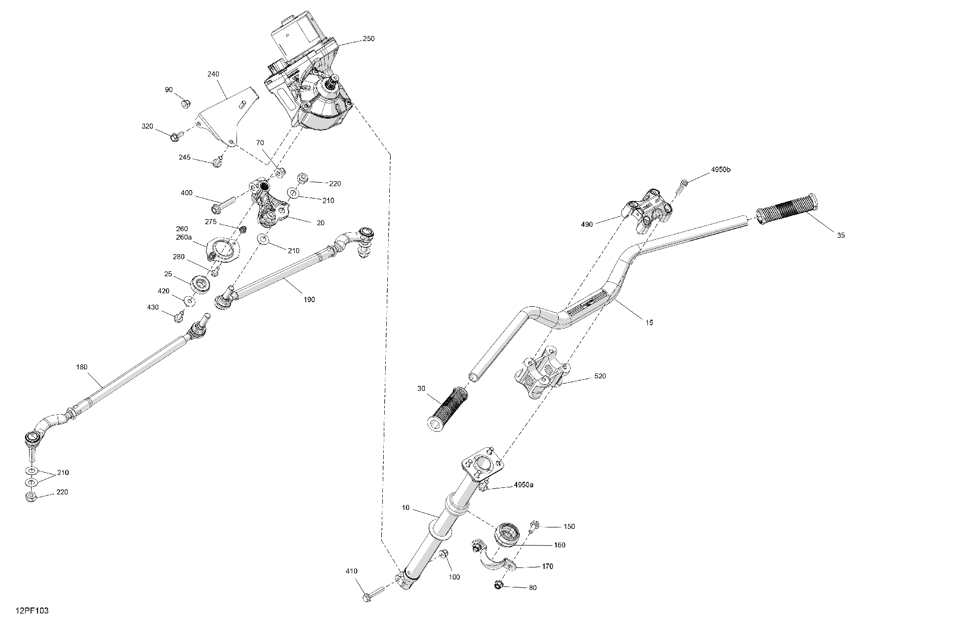 An Image of a Genuine Can-Am Parts Schematic Diagram showing the schematic - MECHANIC - STEERING