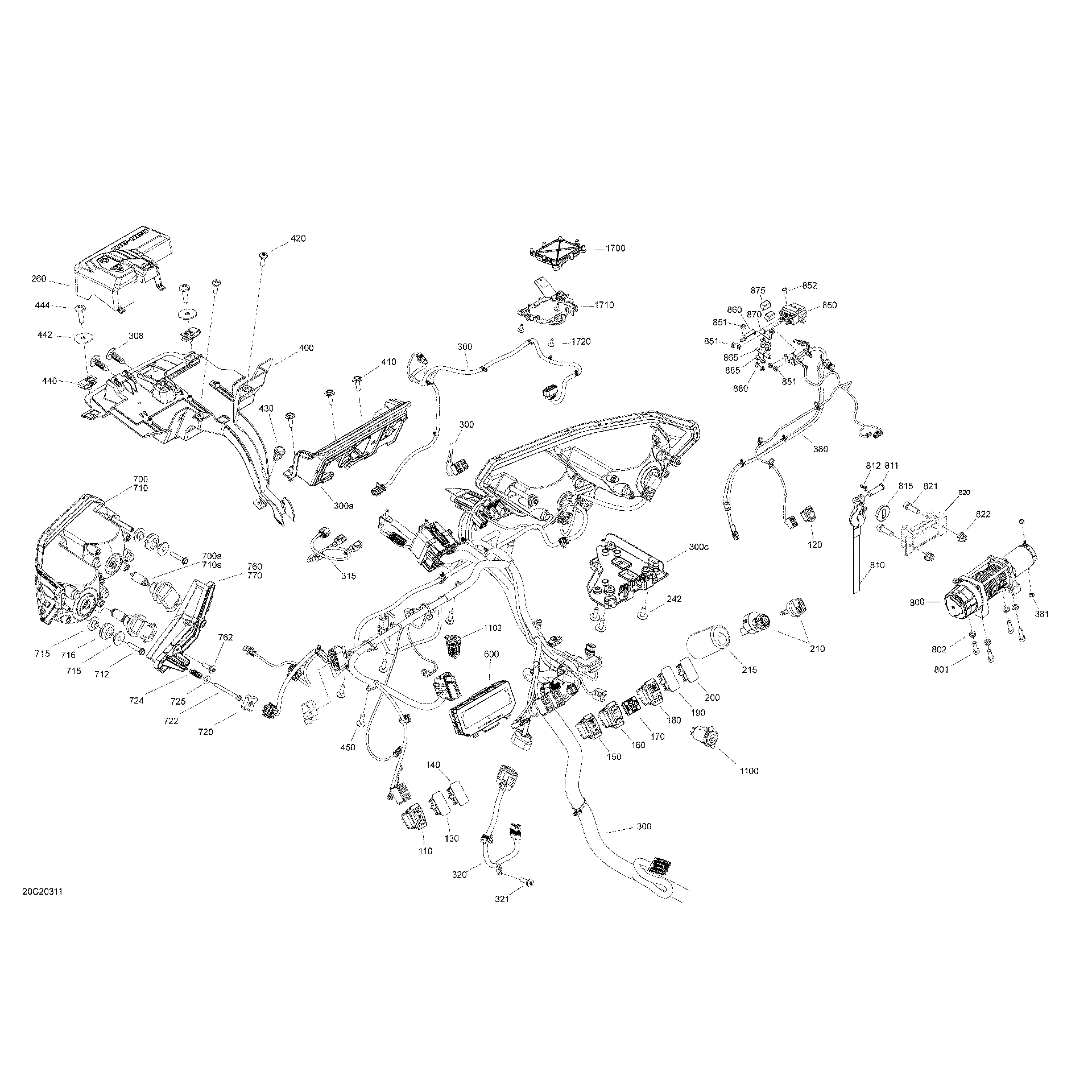 An Image of a Genuine Can-Am Parts Schematic Diagram showing the schematic - ELECTRIC - SYSTEM - FRONT SECTION