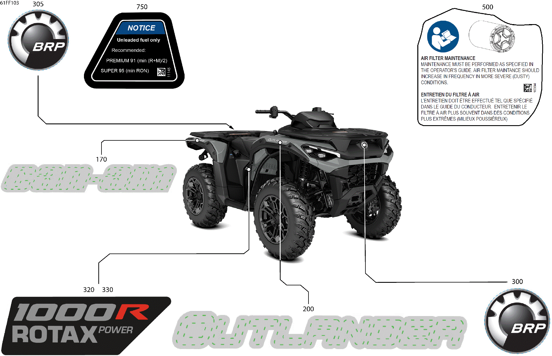 An Image of a Genuine Can-Am Parts Schematic Diagram showing the schematic - BODY - FEATURE DECALS