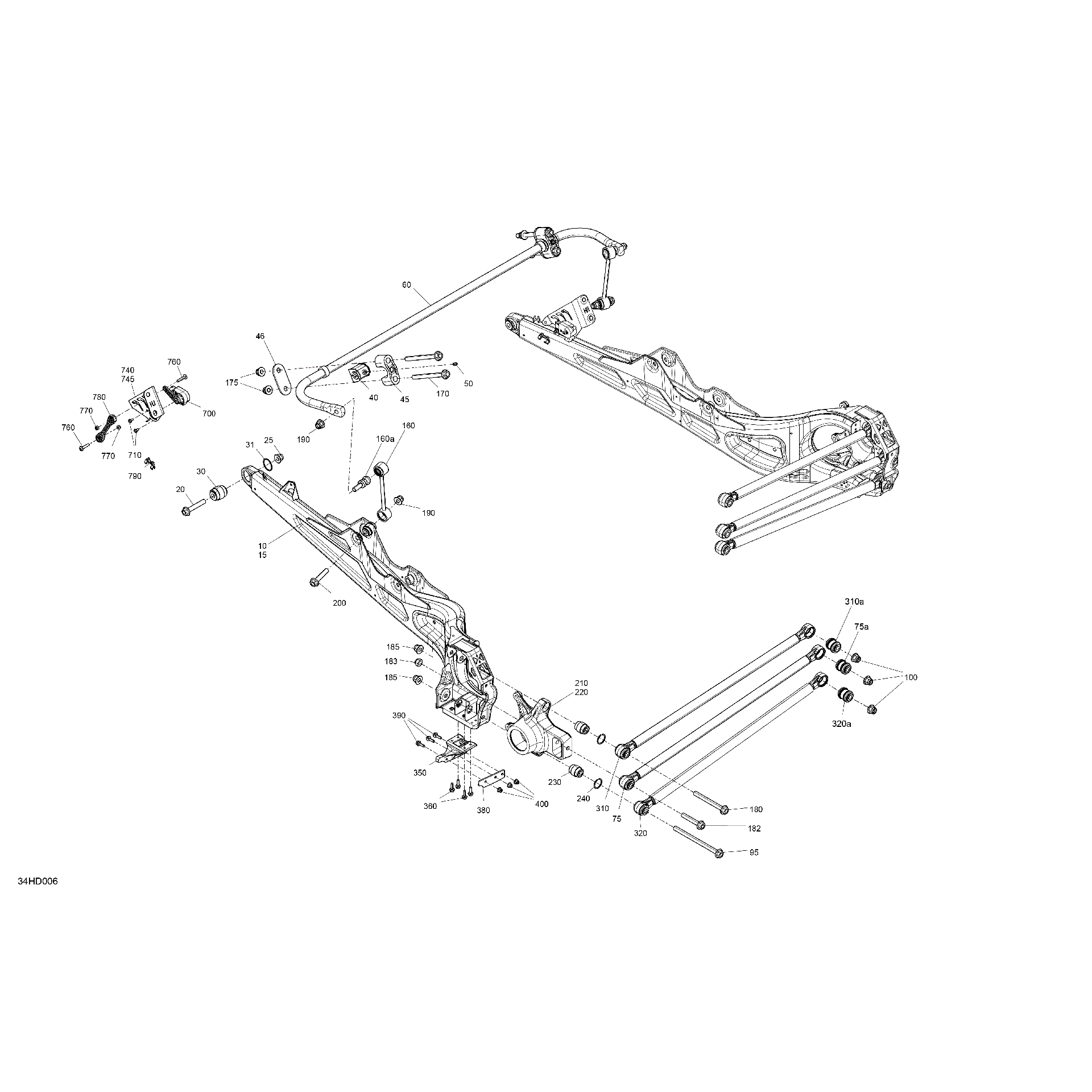 An Image of a Genuine Can-Am Parts Schematic Diagram showing the schematic - SUSPENSION - REAR COMPONENTS