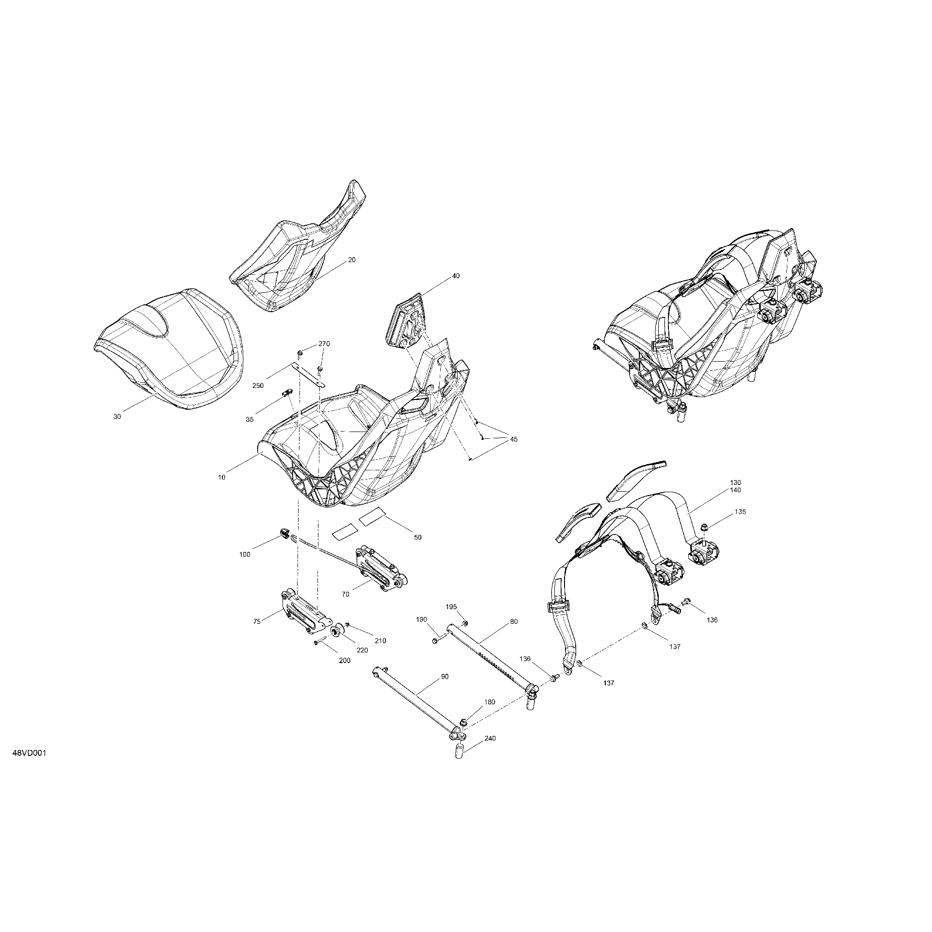 An Image of a Genuine Can-Am Parts Schematic Diagram showing the schematic - BODY - SEAT
