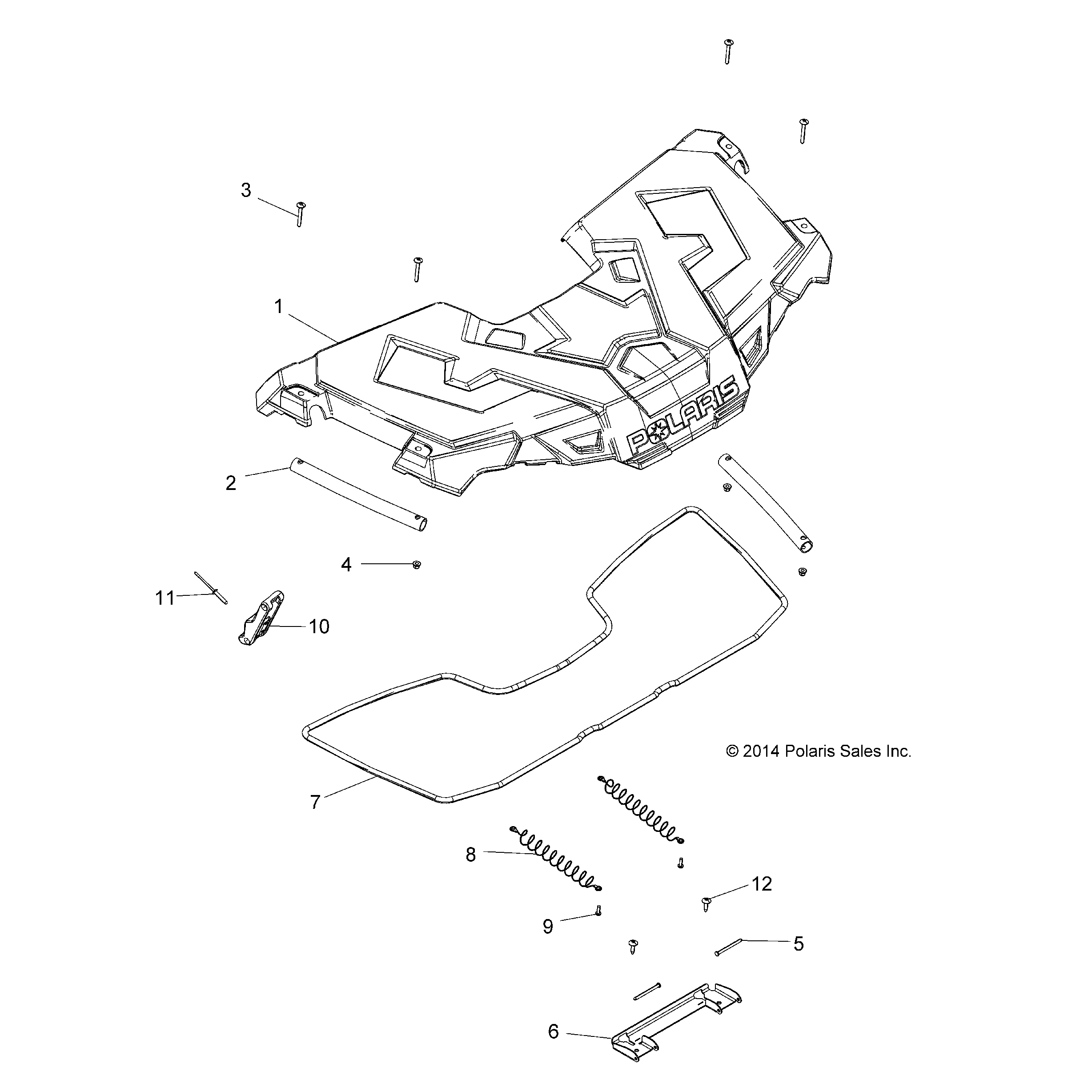 An Image of a Genuine Polaris Parts Schematic Diagram showing the schematic - BODY: STORAGE FRONT - 2017 POLARIS SPORTSMAN 570 EFI