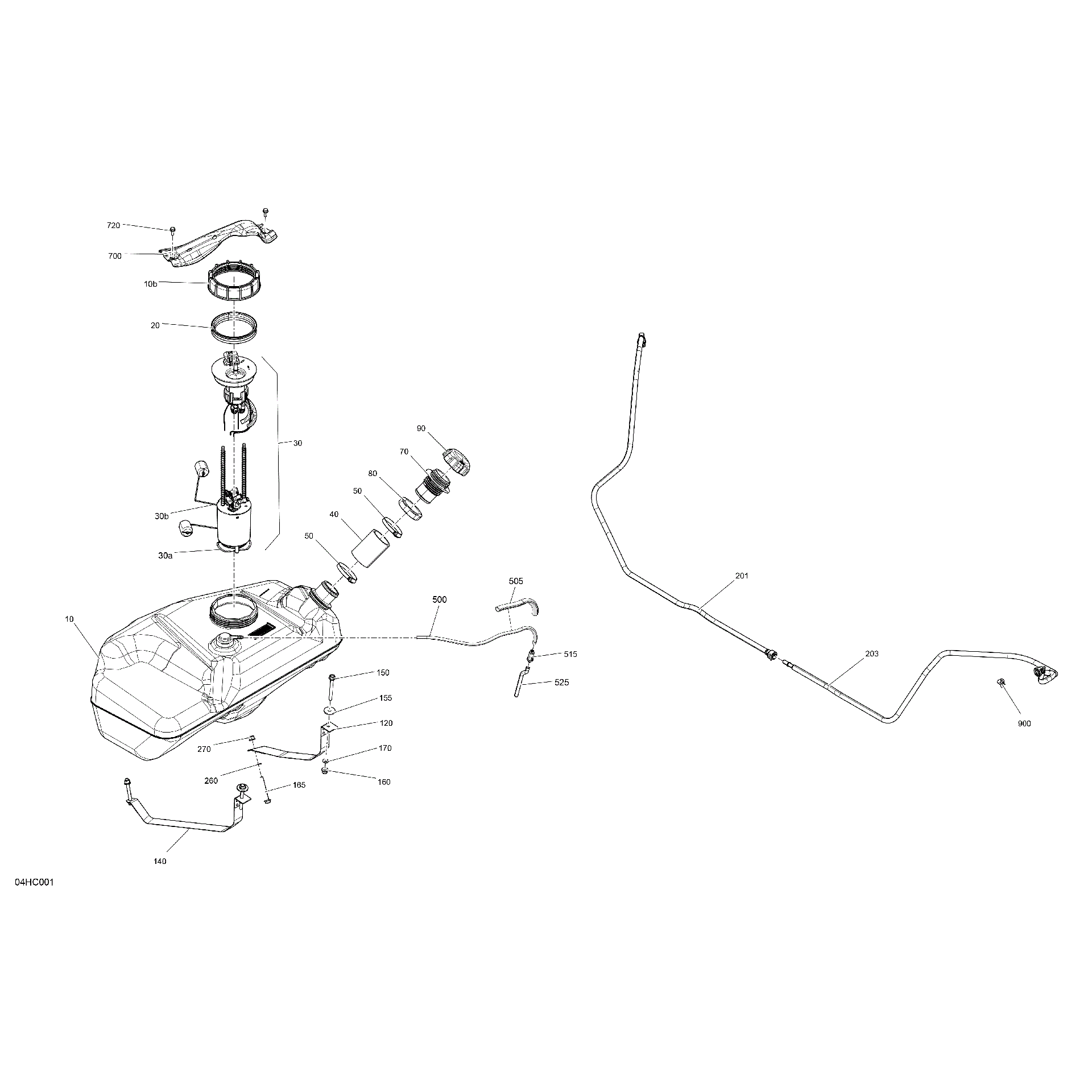 An Image of a Genuine Can-Am Parts Schematic Diagram showing the schematic - ENGINE - FUEL - NO EVAP