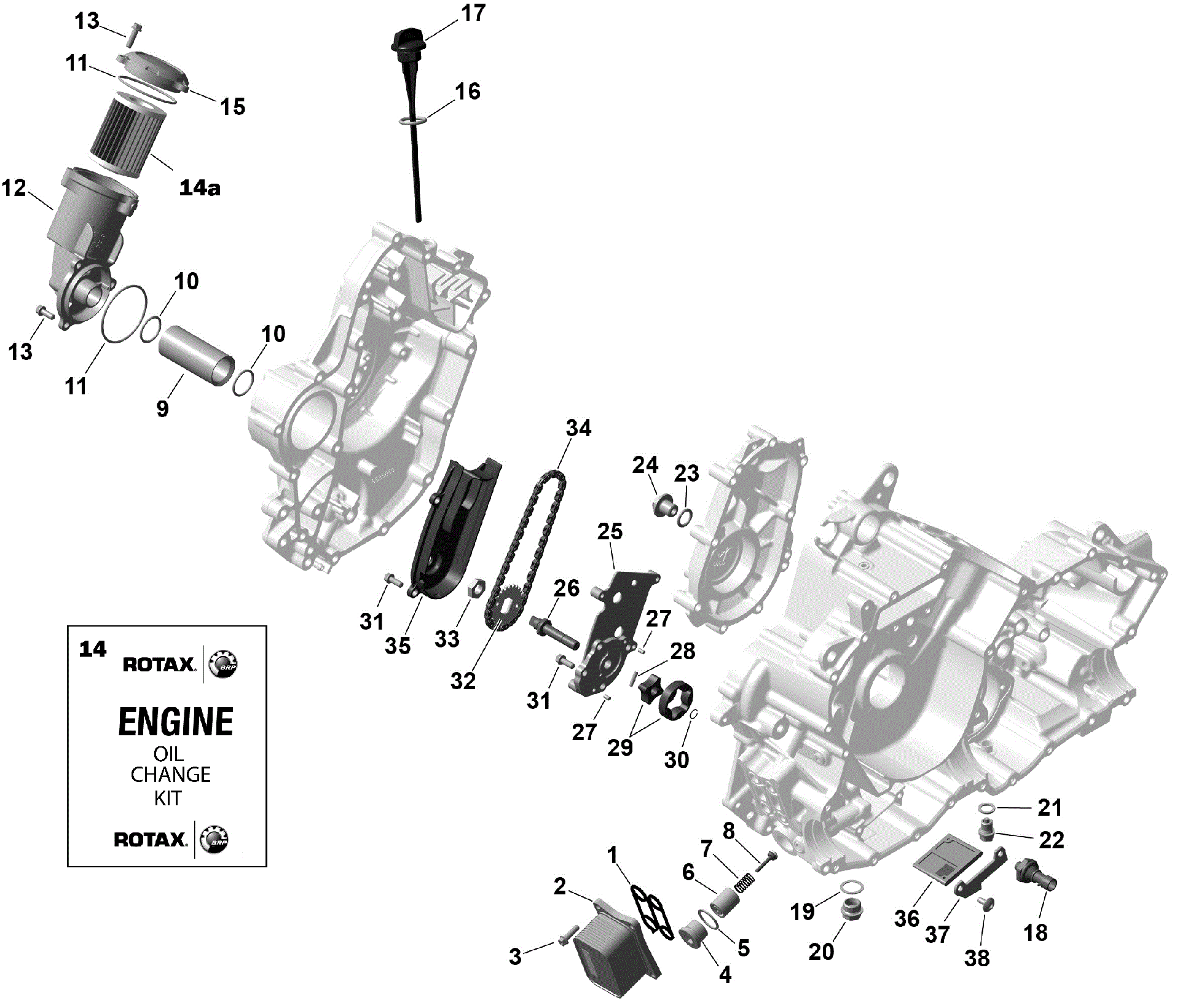 An Image of a Genuine Can-Am Parts Schematic Diagram showing the schematic - ROTAX - ENGINE LUBRICATION