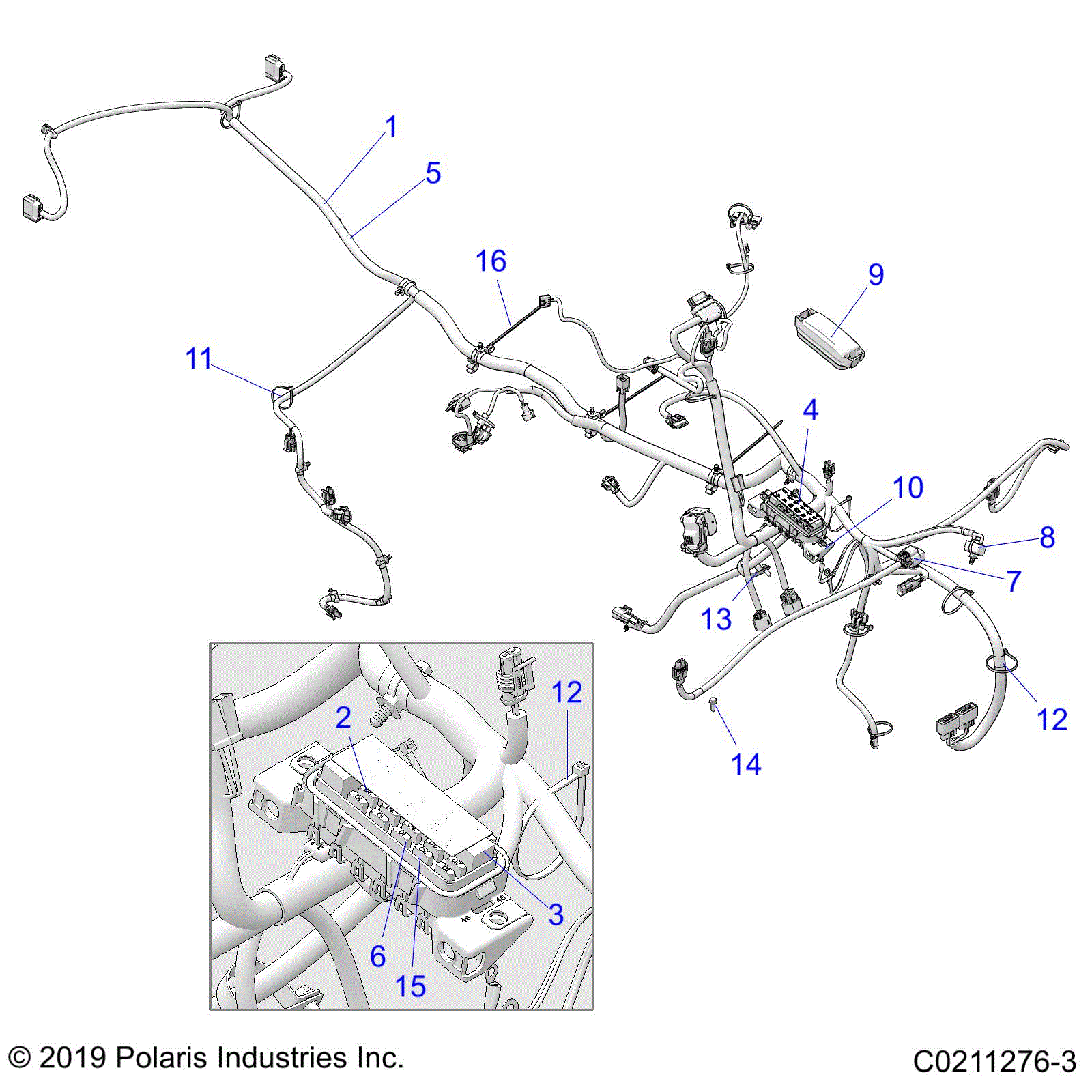 An Image of a Genuine Polaris Parts Schematic Diagram showing the schematic - ELECTRICAL: MAIN WIRE HARNESS - 2020 POLARIS SPORTSMAN 450 HO