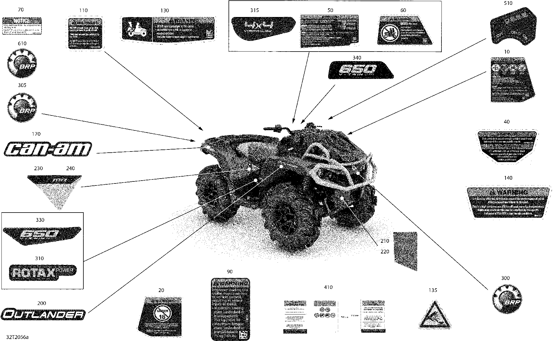 An Image of a Genuine Can-Am Parts Schematic Diagram showing the schematic - DECALS - X MR