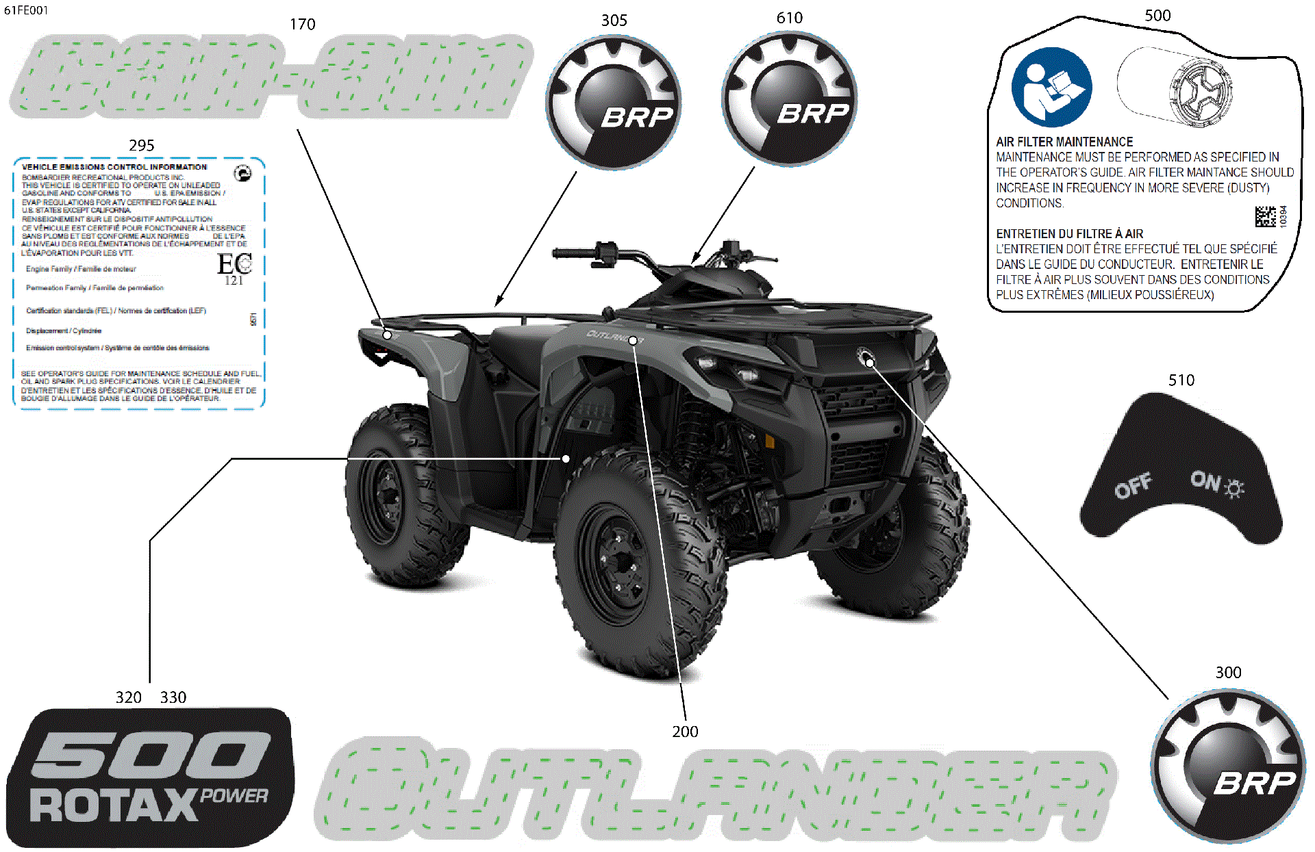An Image of a Genuine Can-Am Parts Schematic Diagram showing the schematic - BODY - FEATURE DECALS