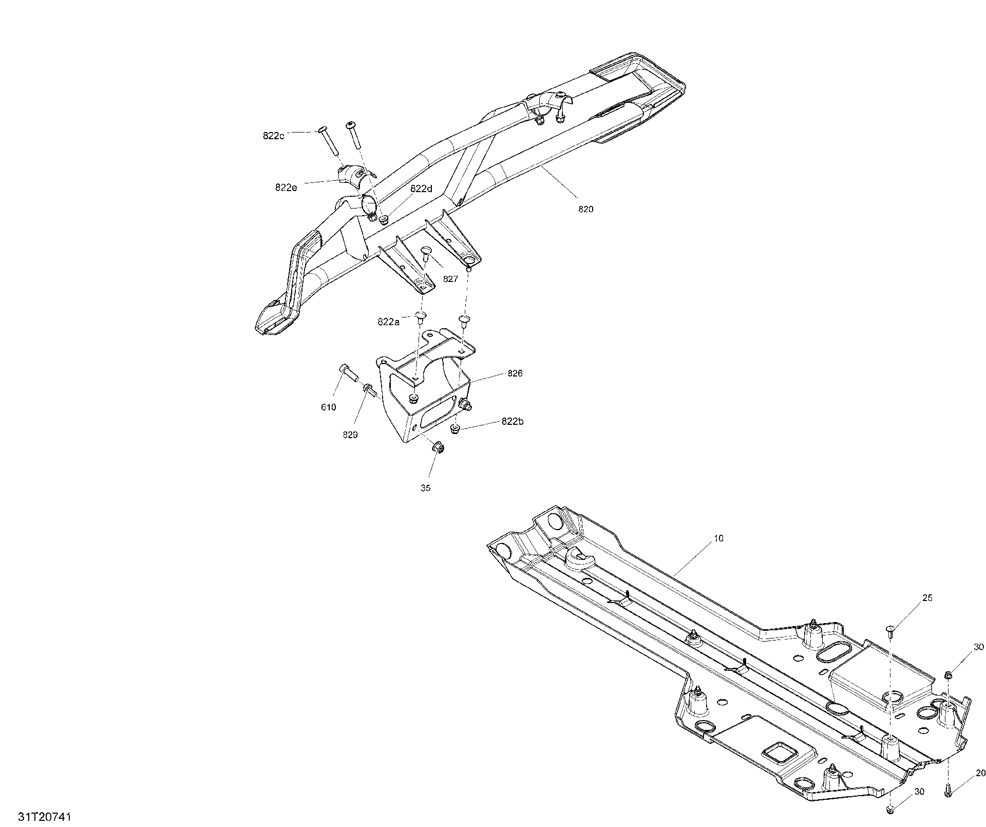 An Image of a Genuine Can-Am Parts Schematic Diagram showing the schematic - BODY - FRONT BUMBER AND SKID PLATE - GRANITE GREY