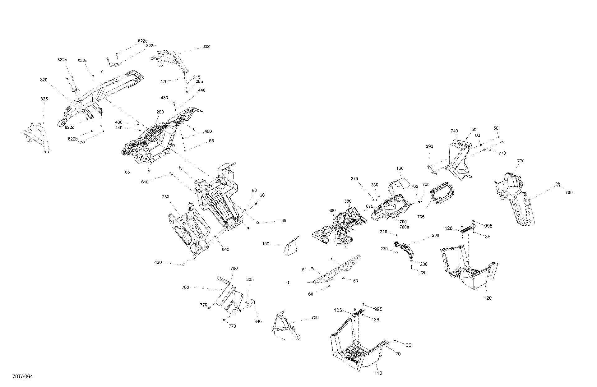 An Image of a Genuine Can-Am Parts Schematic Diagram showing the schematic - BODY - FRONT SECTION