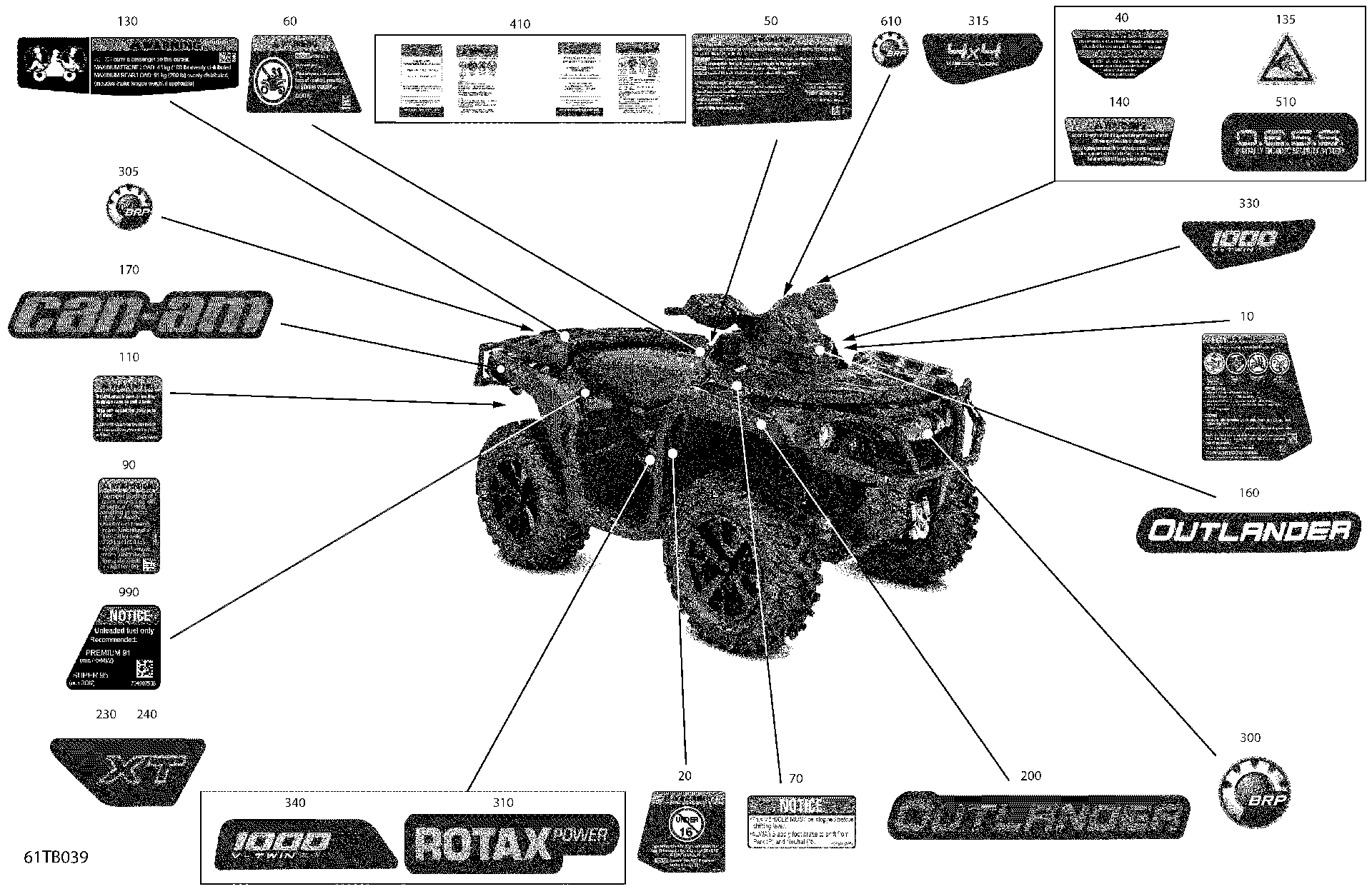 An Image of a Genuine Can-Am Parts Schematic Diagram showing the schematic - BODY - DECALS