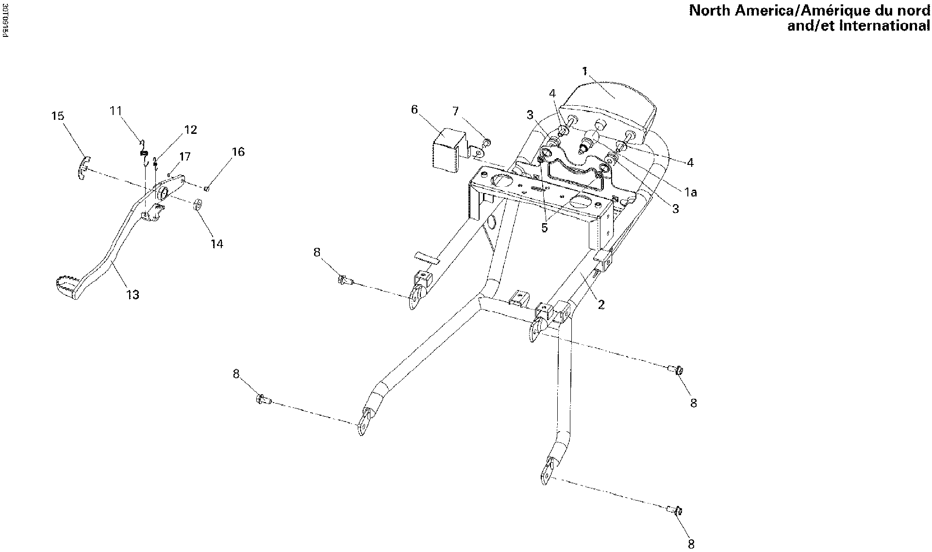 An Image of a Genuine Can-Am Parts Schematic Diagram showing the schematic - REAR FRAME  