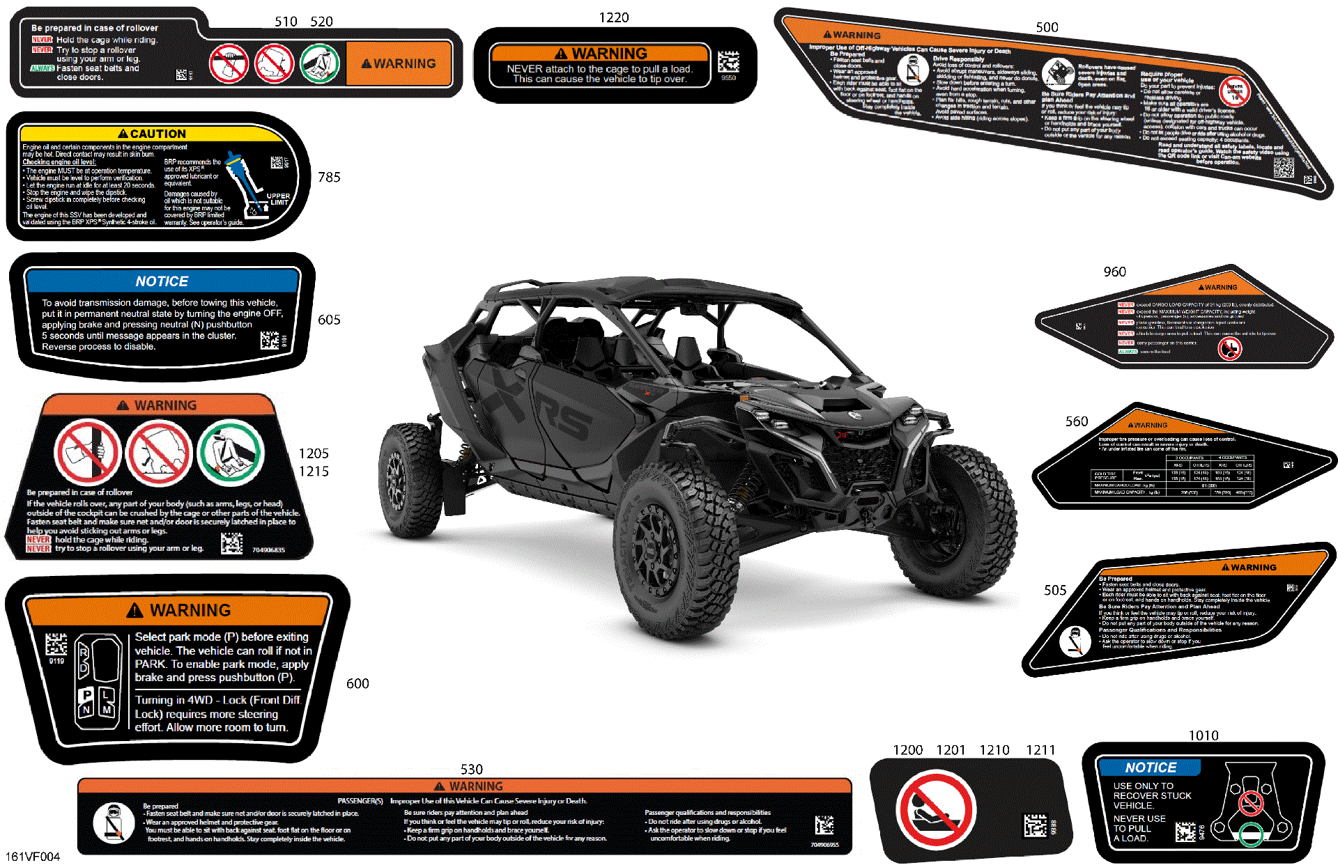 An Image of a Genuine Can-Am Parts Schematic Diagram showing the schematic - BODY - WARNING DECALS