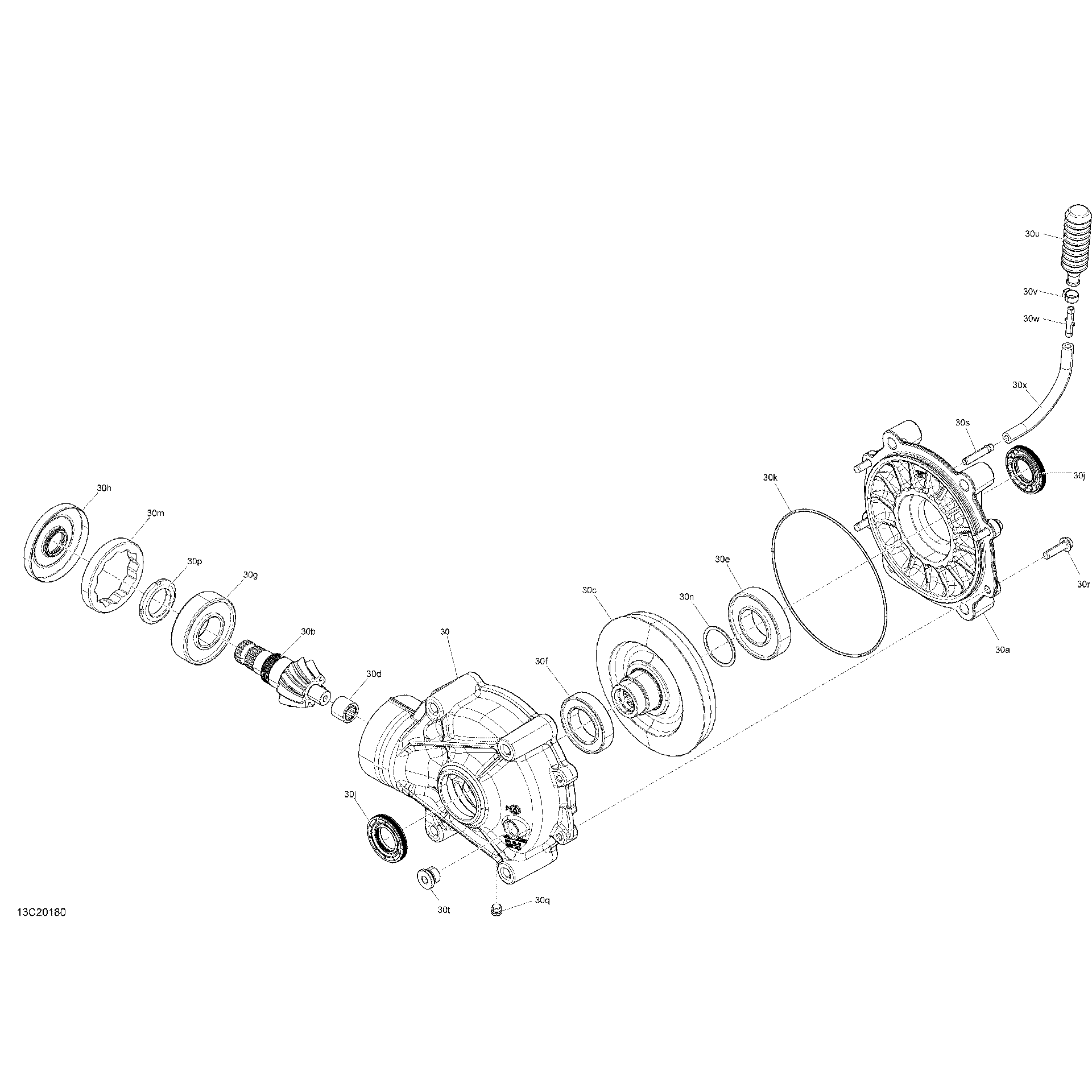 An Image of a Genuine Can-Am Parts Schematic Diagram showing the schematic - REAR DRIVE - DIFFERENTIAL PARTS