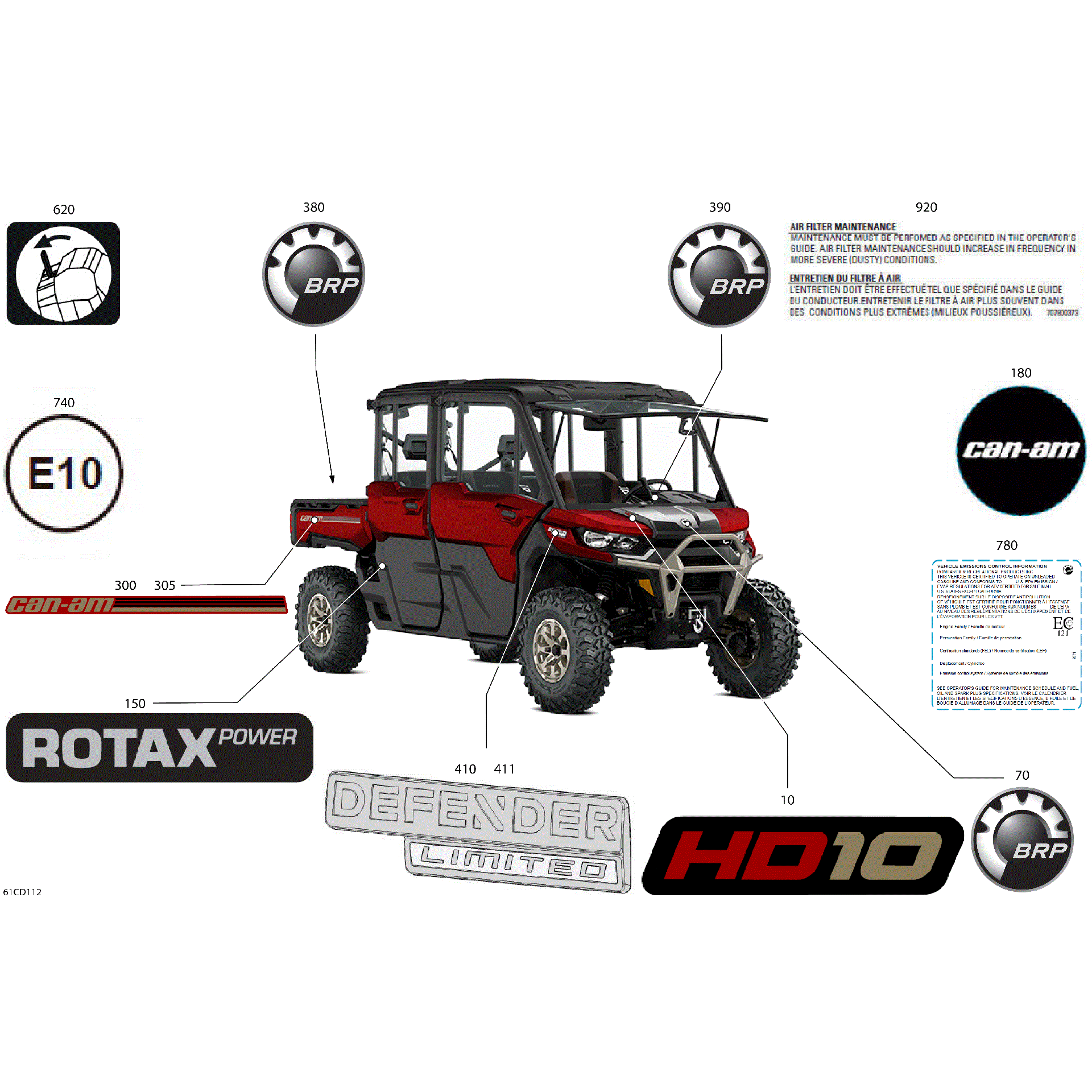 An Image of a Genuine Can-Am Parts Schematic Diagram showing the schematic - BODY - DECALS