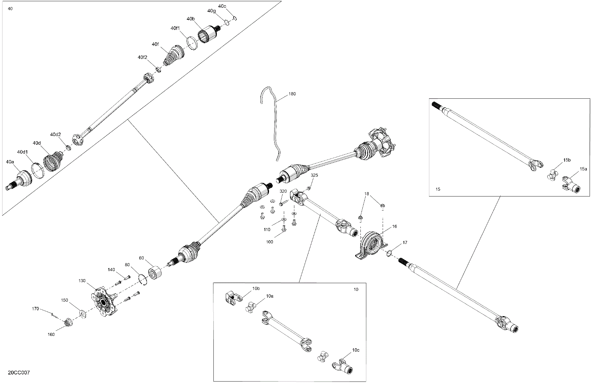 An Image of a Genuine Can-Am Parts Schematic Diagram showing the schematic - DRIVE - FRONT - COMMON PARTS