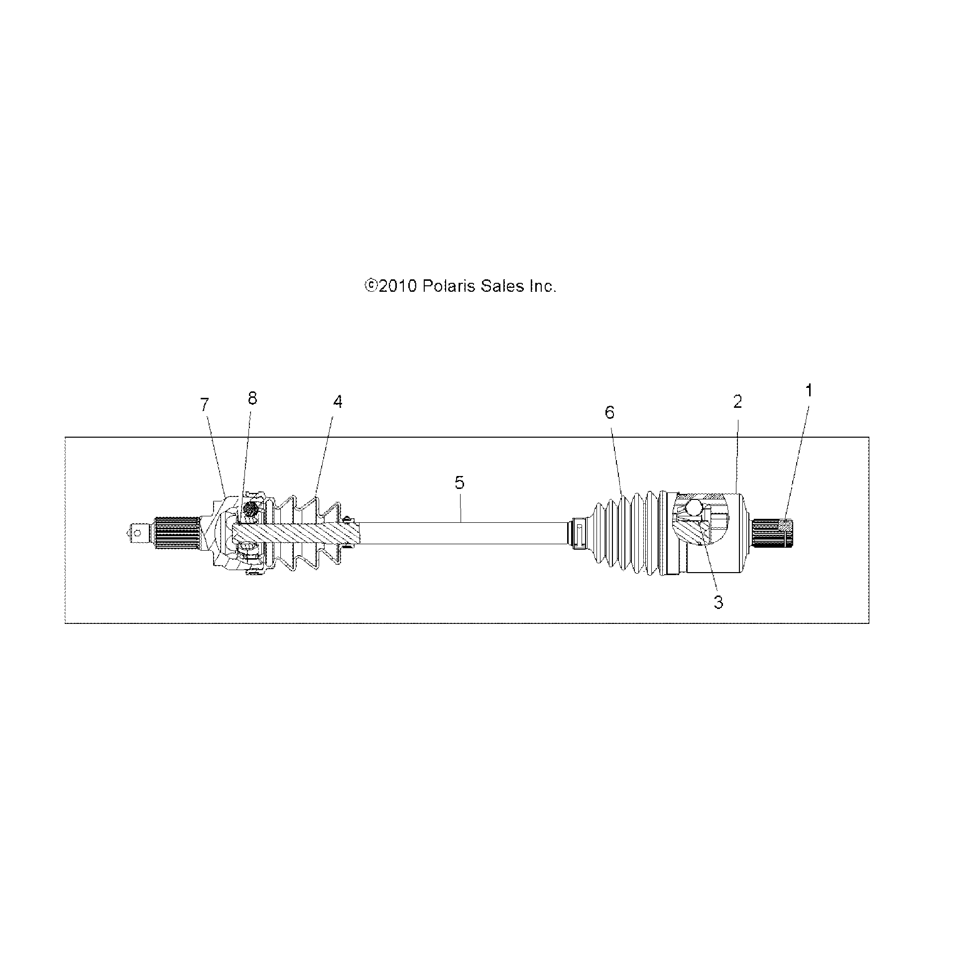 An Image of a Genuine Polaris Parts Schematic Diagram showing the schematic - DRIVE TRAIN: DRIVE SHAFT FRONT - 2015 POLARIS SCRAMBLER XP 1000