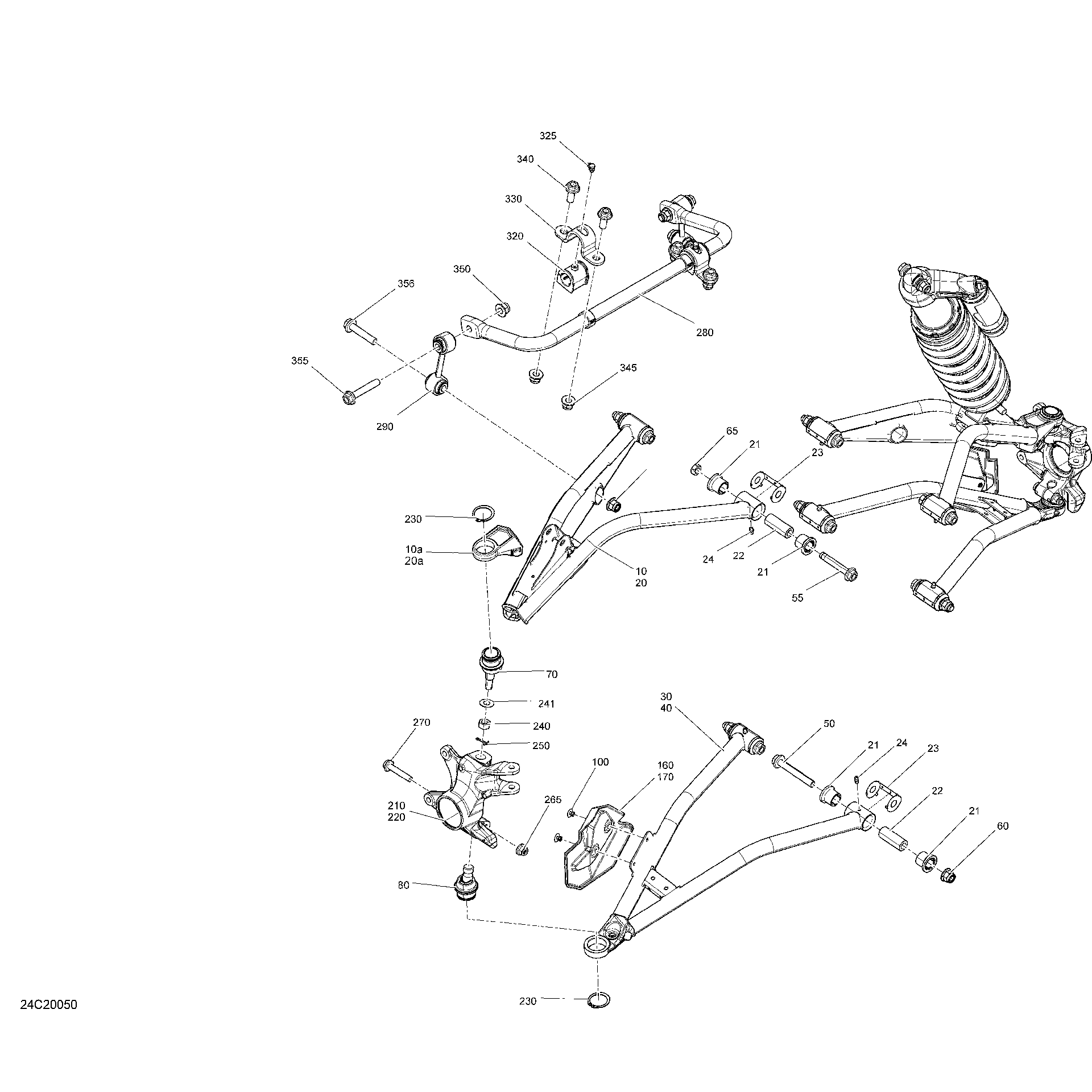 An Image of a Genuine Can-Am Parts Schematic Diagram showing the schematic - FRONT SUSPENSION