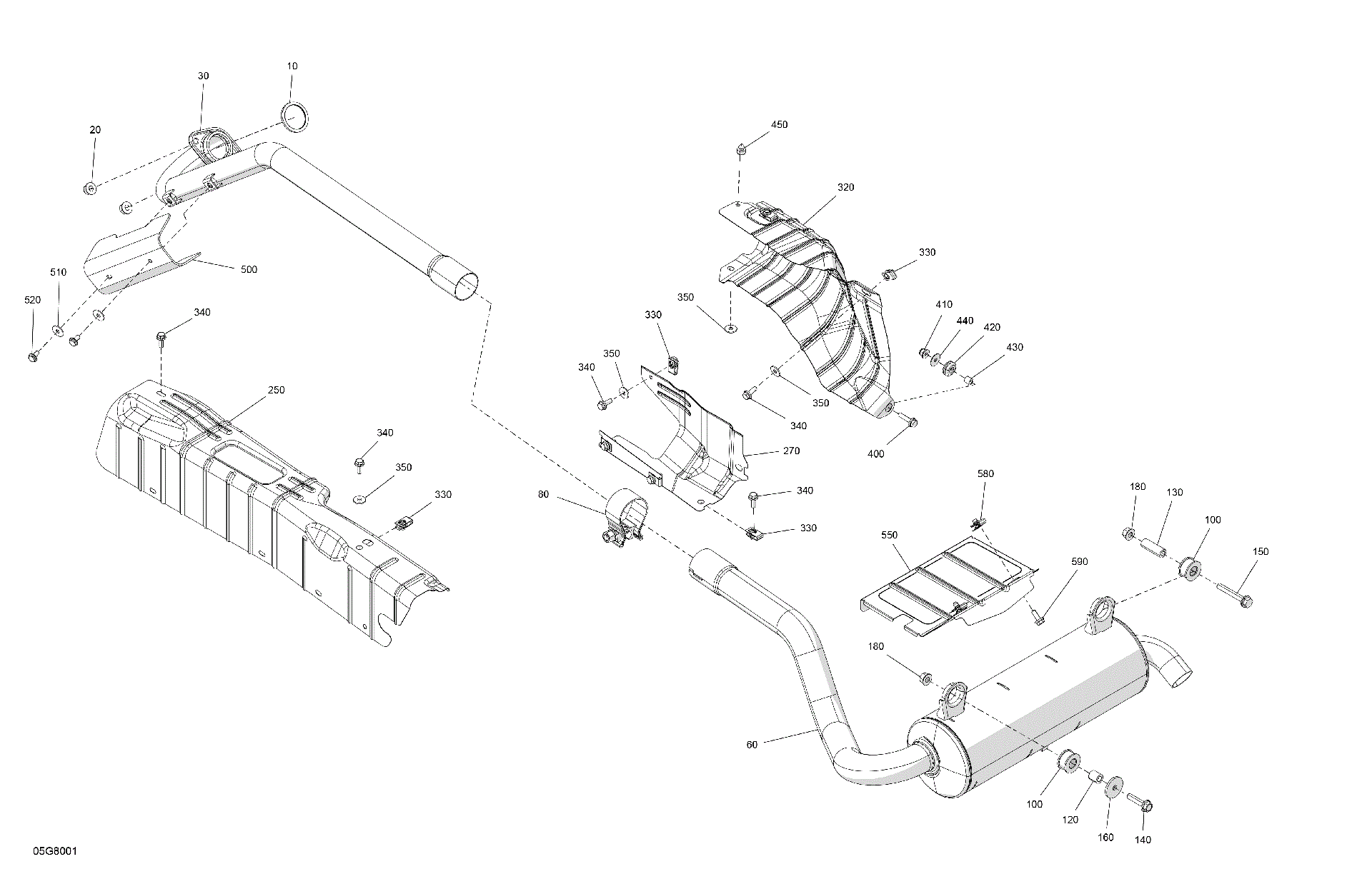 An Image of a Genuine Can-Am Parts Schematic Diagram showing the schematic - ENGINE - EXHAUST