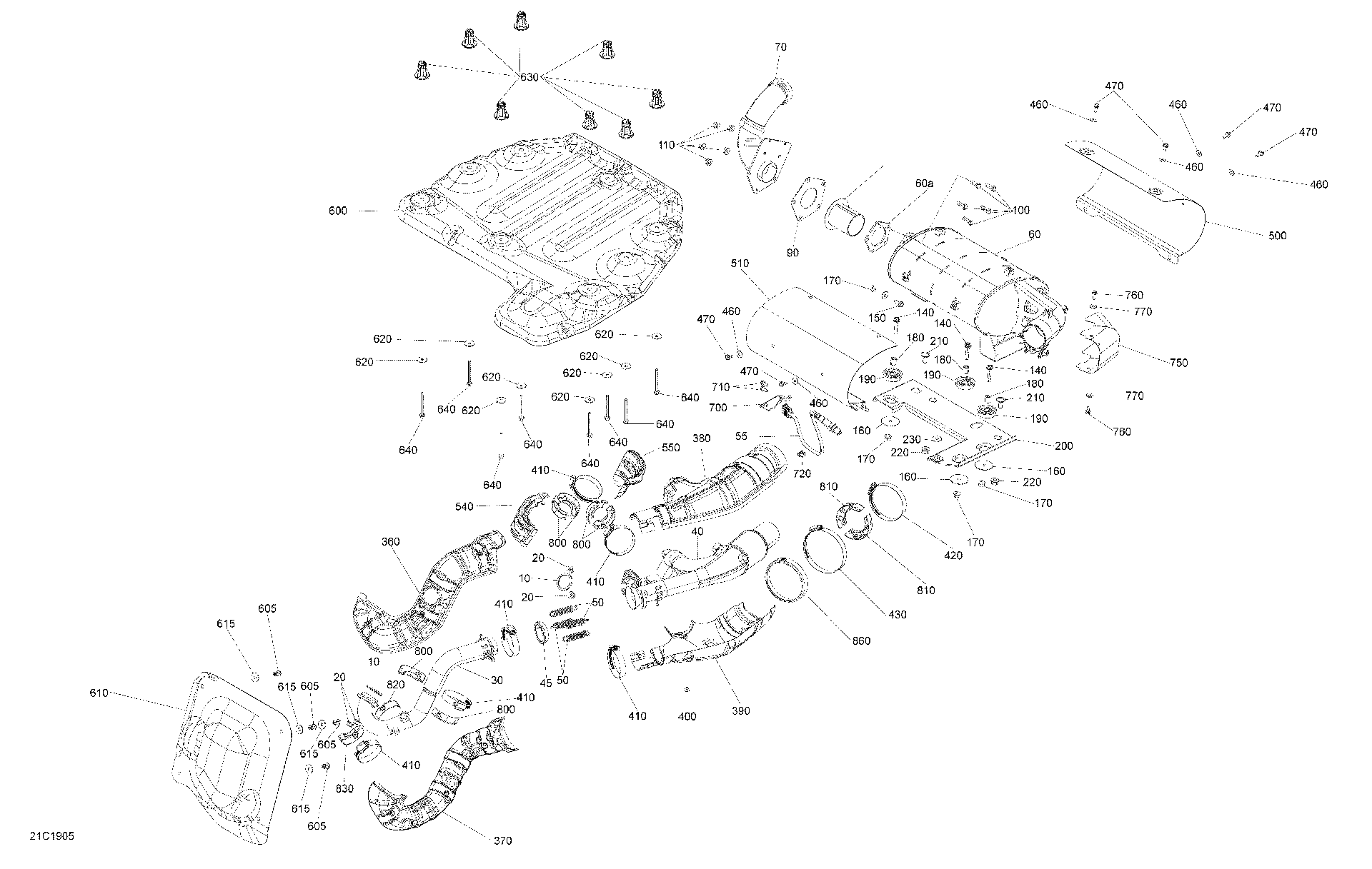 An Image of a Genuine Can-Am Parts Schematic Diagram showing the schematic - EXHAUST