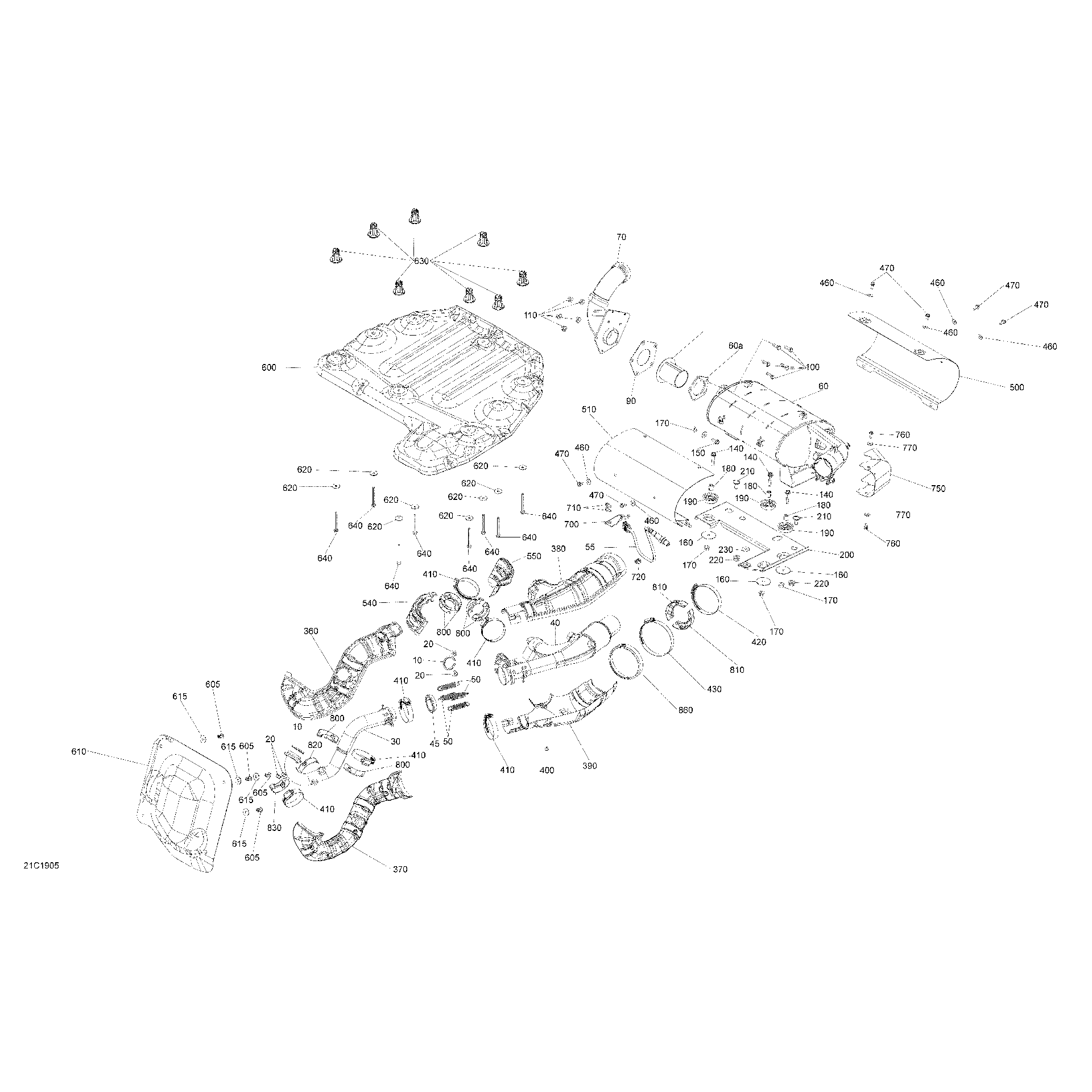 An Image of a Genuine Can-Am Parts Schematic Diagram showing the schematic - EXHAUST