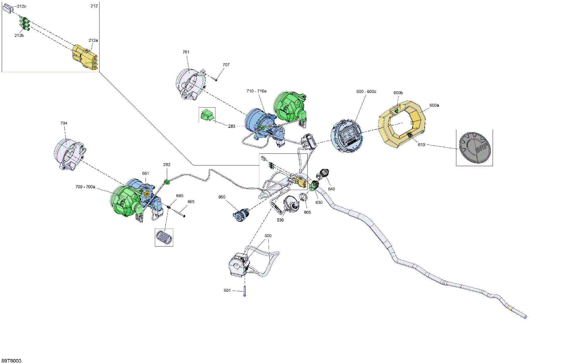 An Image of a Genuine Can-Am Parts Schematic Diagram showing the schematic - ELECTRIC - FRONT SECTION