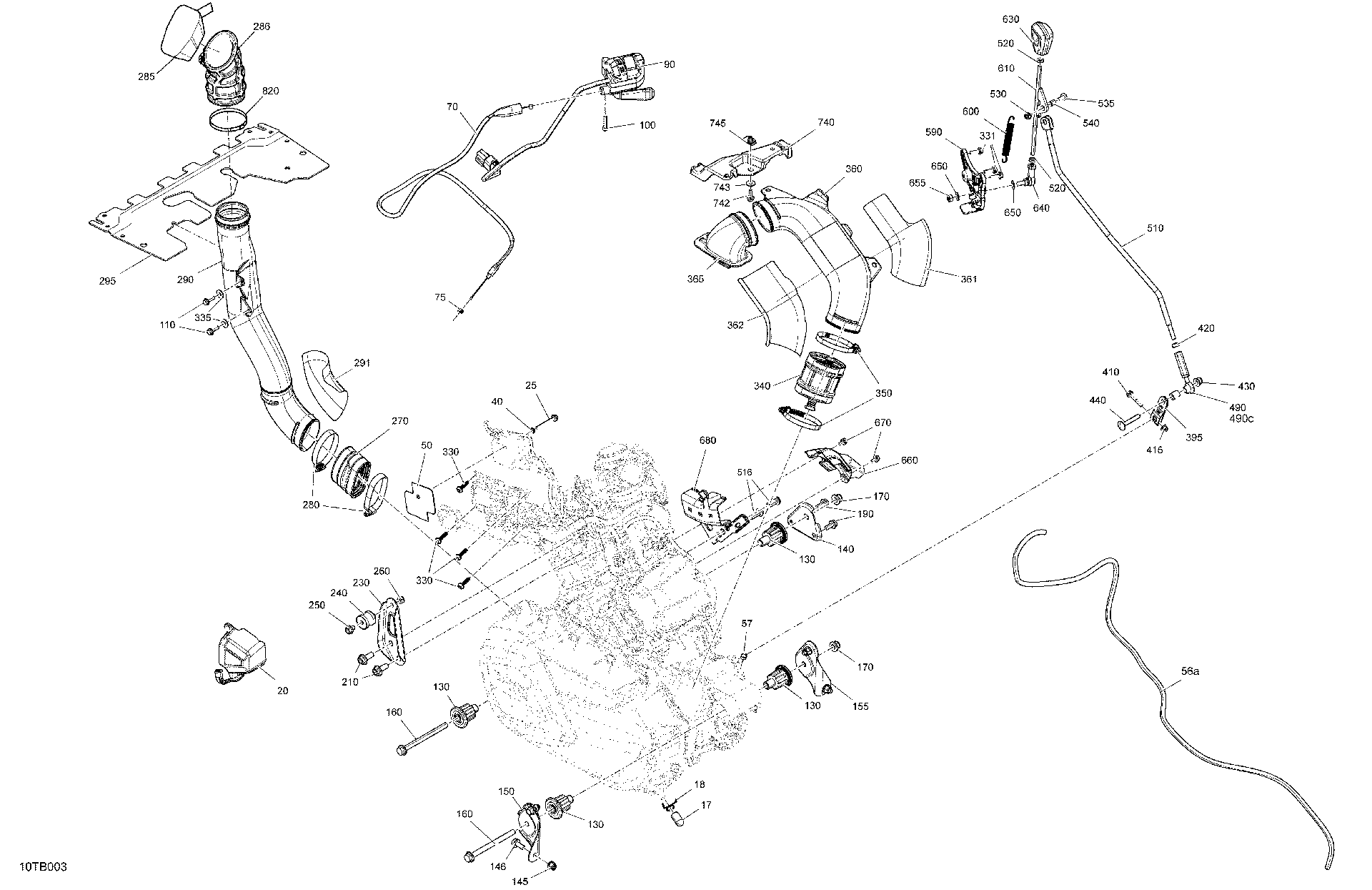 An Image of a Genuine Can-Am Parts Schematic Diagram showing the schematic - ENGINE - SYSTEM
