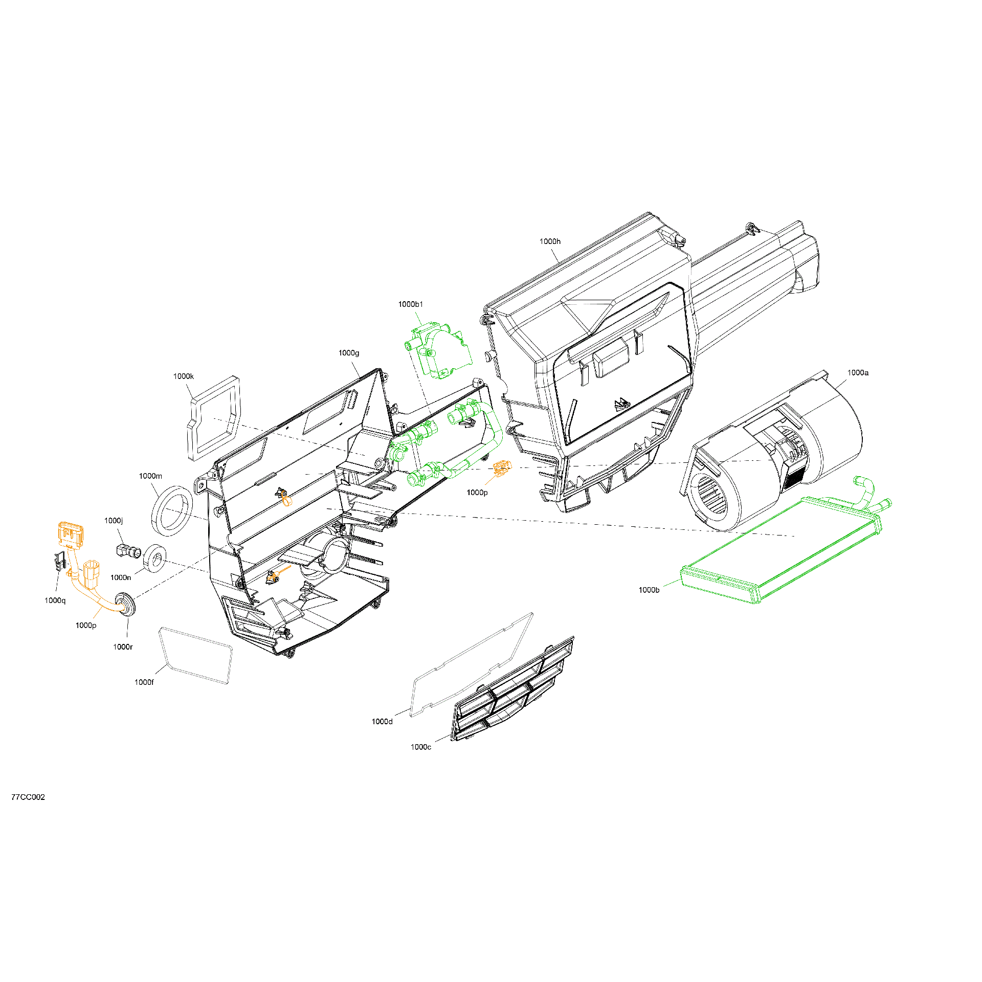 An Image of a Genuine Can-Am Parts Schematic Diagram showing the schematic - ENCLOSURE CAB - AIR CONDITIONING UNIT