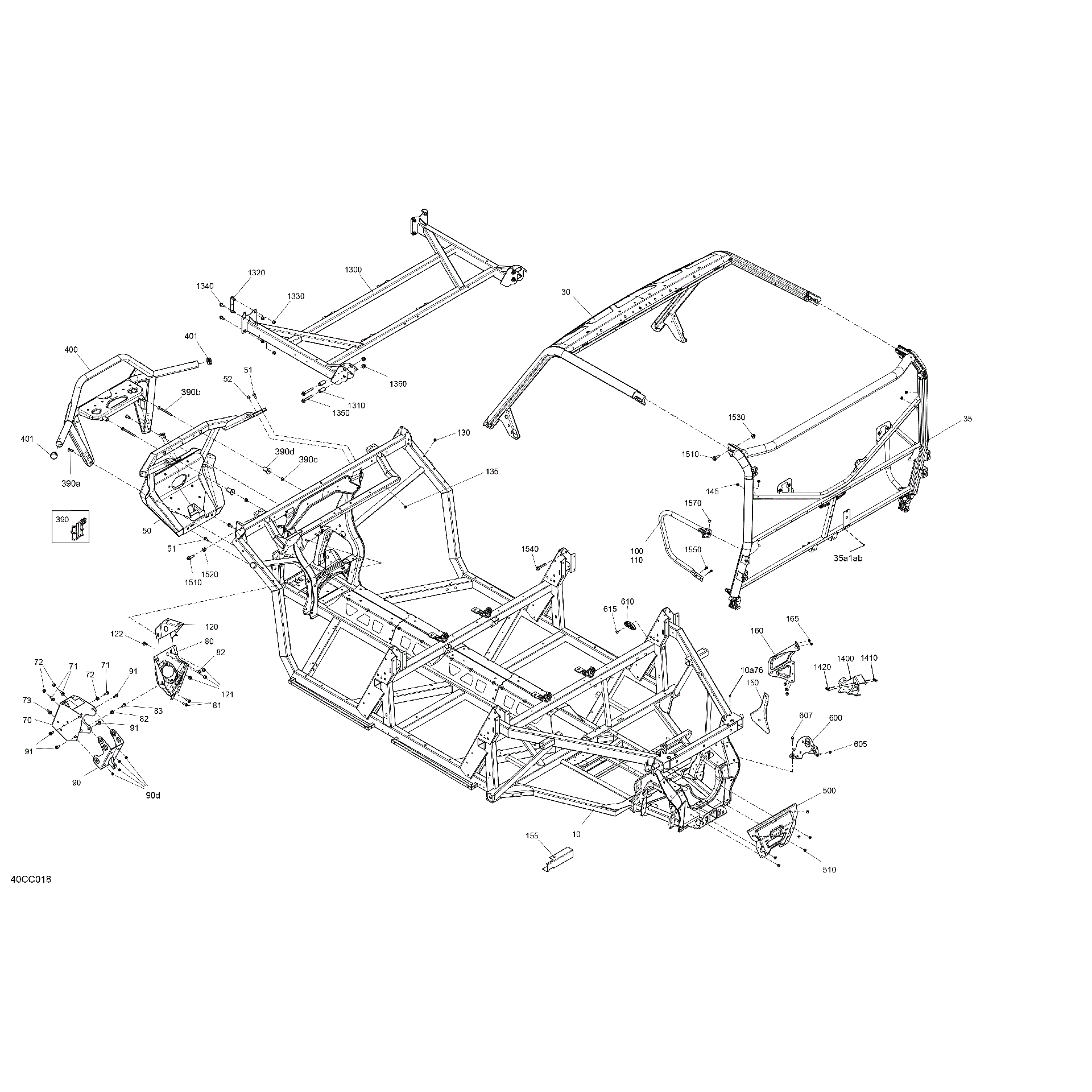 An Image of a Genuine Can-Am Parts Schematic Diagram showing the schematic - FRAME - SYSTEM