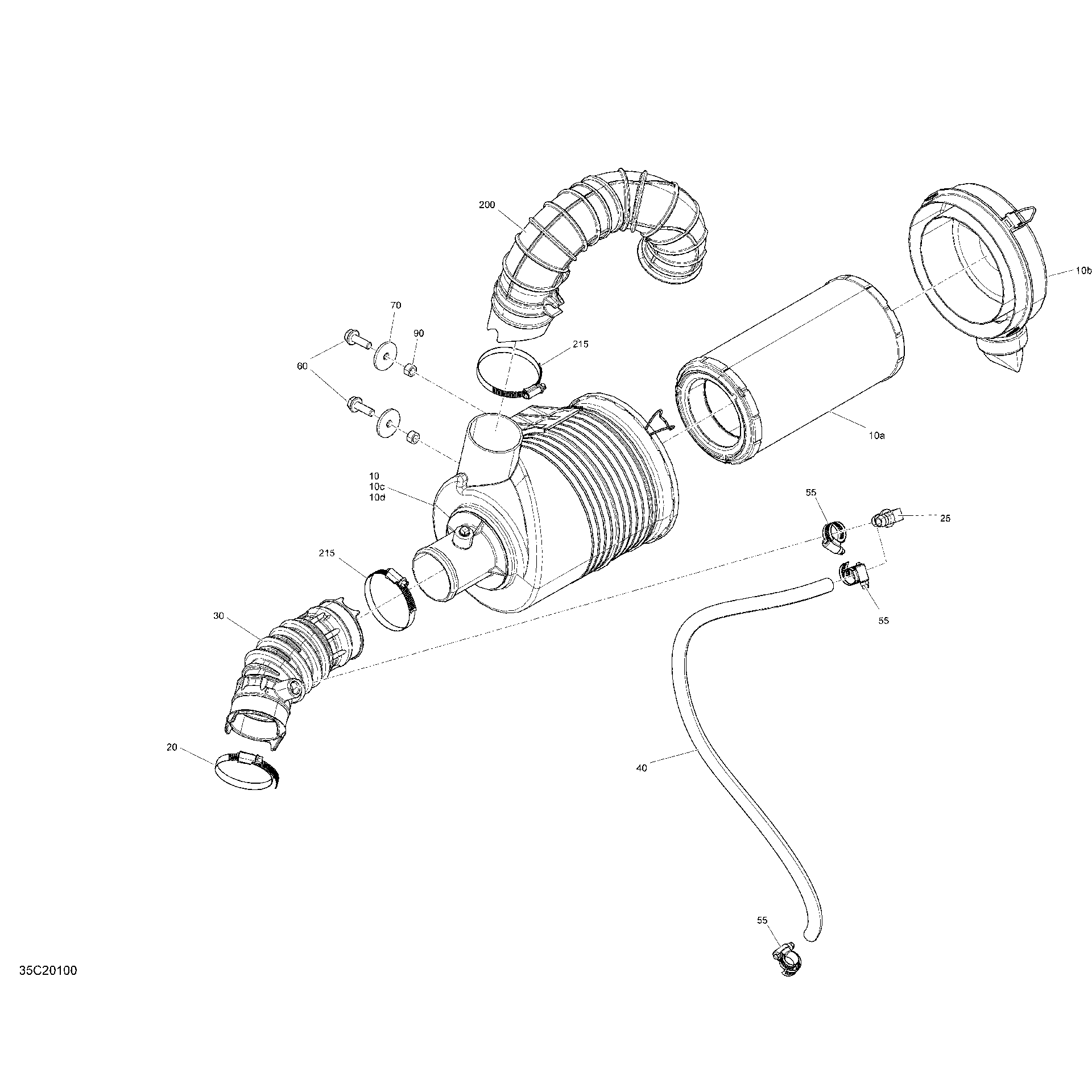 An Image of a Genuine Can-Am Parts Schematic Diagram showing the schematic - ENGINE - AIR INTAKE