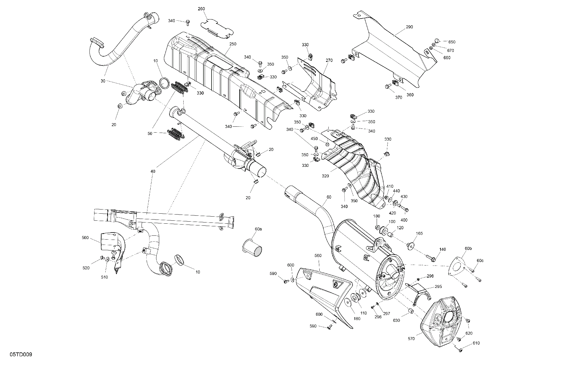 An Image of a Genuine Can-Am Parts Schematic Diagram showing the schematic - ENGINE - EXHAUST