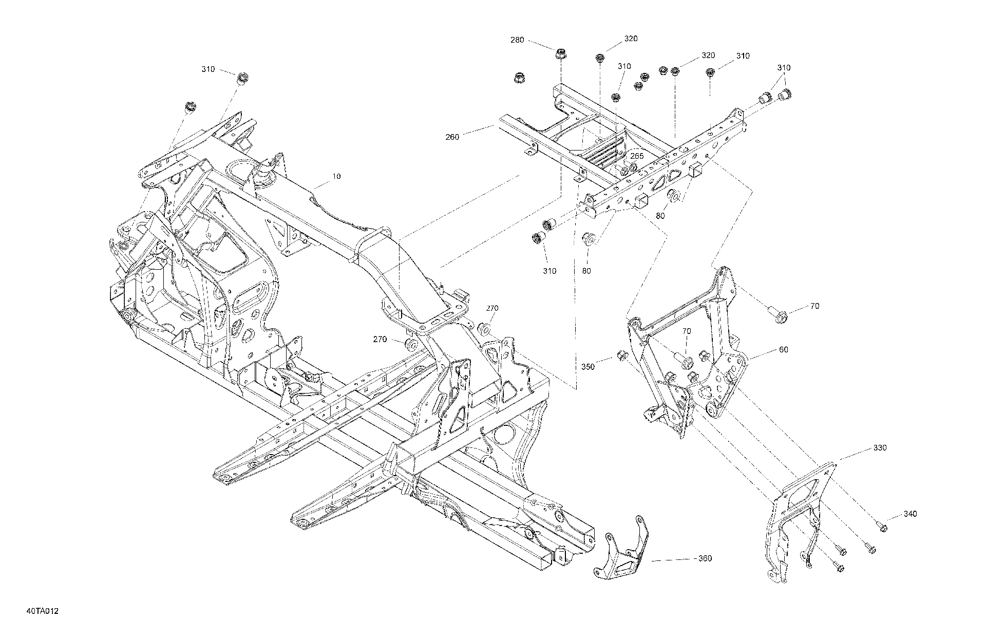 An Image of a Genuine Can-Am Parts Schematic Diagram showing the schematic - FRAME - SYSTEM
