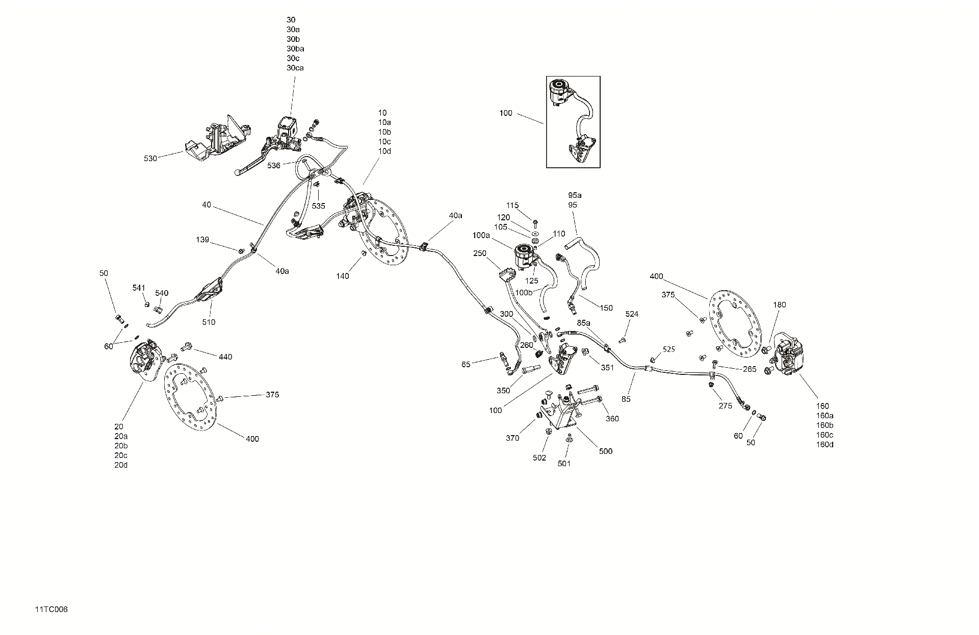 An Image of a Genuine Can-Am Parts Schematic Diagram showing the schematic - MECHANIC - BRAKE SYSTEM