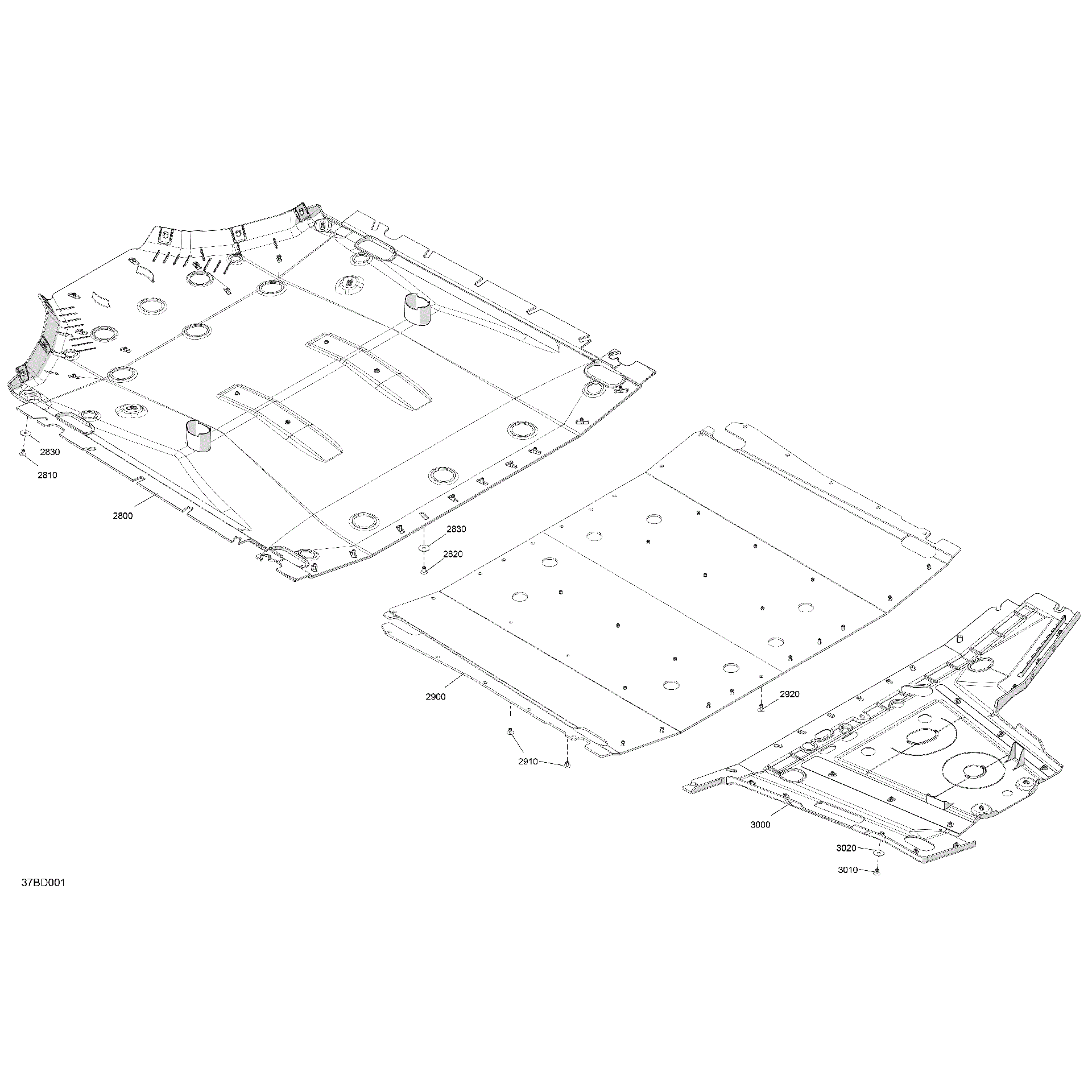 An Image of a Genuine Can-Am Parts Schematic Diagram showing the schematic - BODY - SKID PLATE