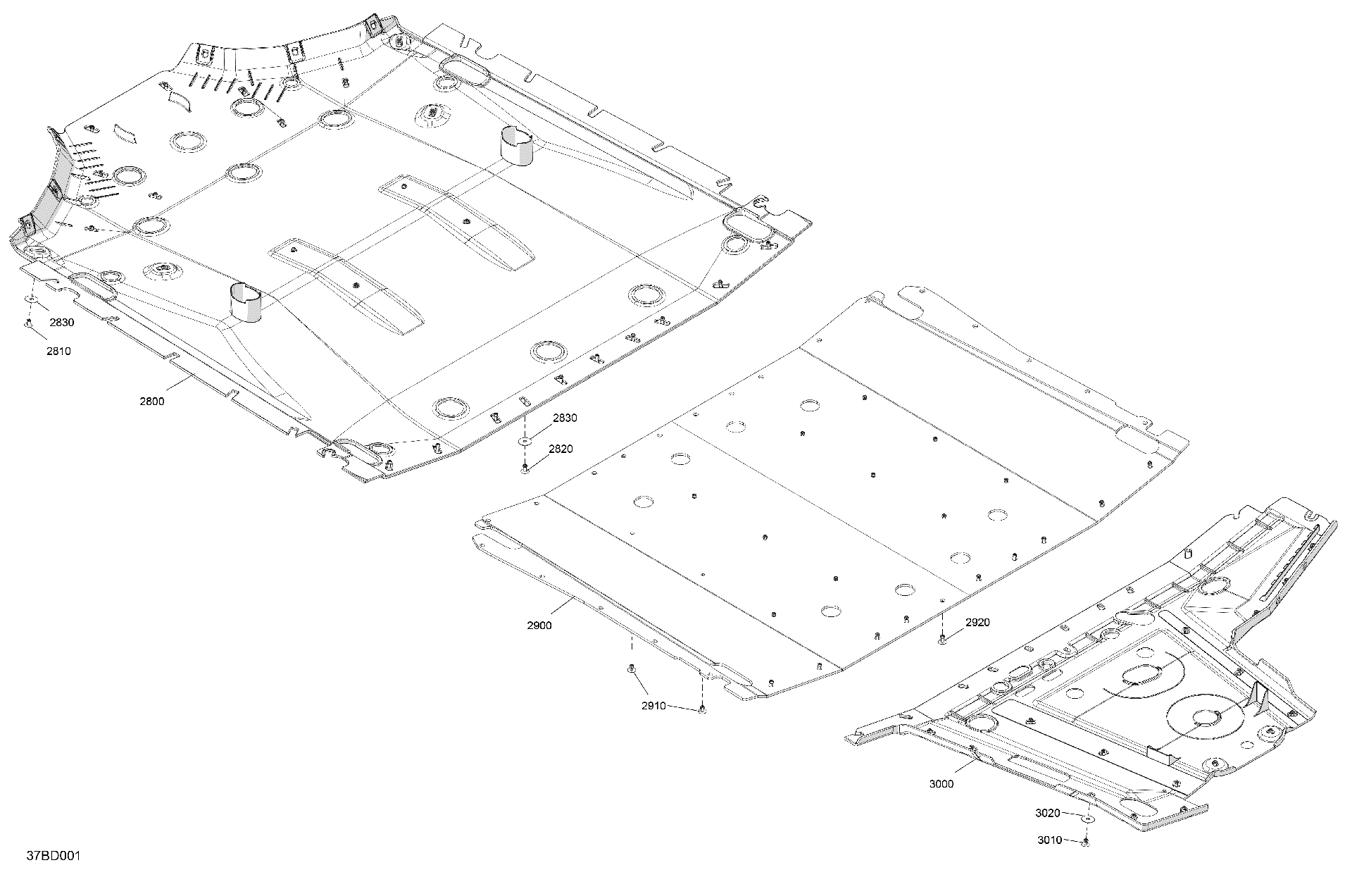 An Image of a Genuine Can-Am Parts Schematic Diagram showing the schematic - BODY - SKID PLATE