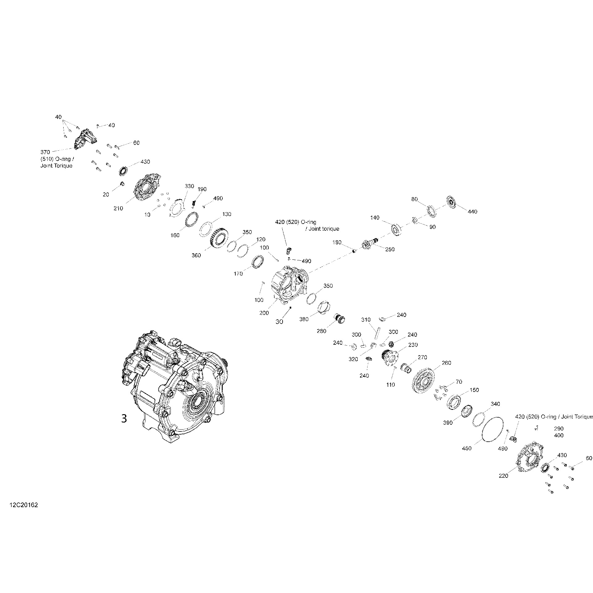 An Image of a Genuine Can-Am Parts Schematic Diagram showing the schematic - FRONT DRIVE - DIFFERENTIAL