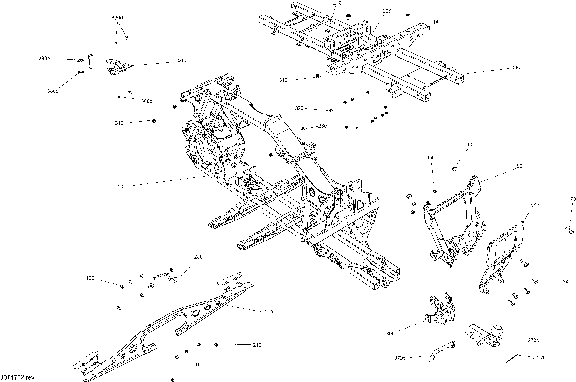 An Image of a Genuine Can-Am Parts Schematic Diagram showing the schematic - FRAME - ALL MODELS