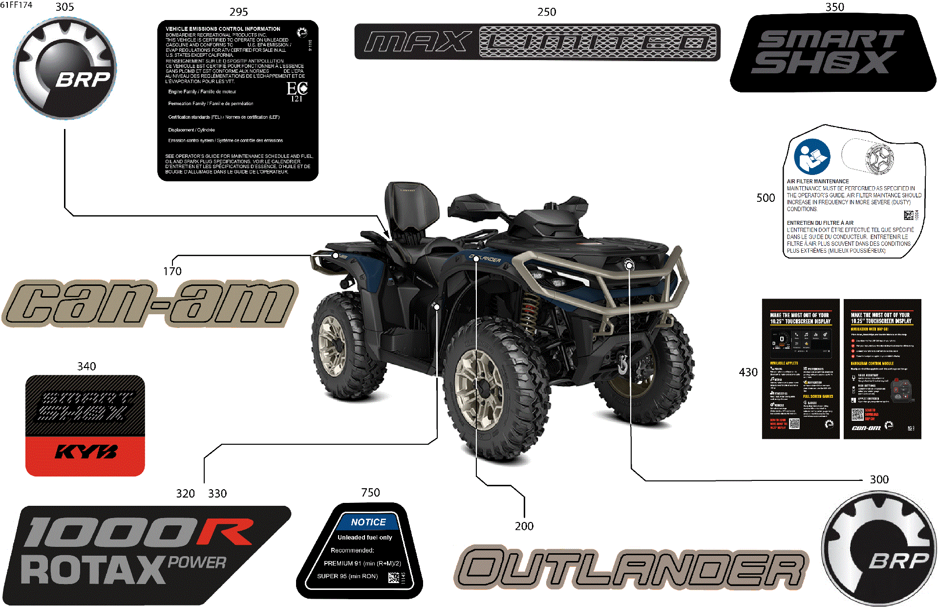 An Image of a Genuine Can-Am Parts Schematic Diagram showing the schematic - BODY - FEATURE DECALS