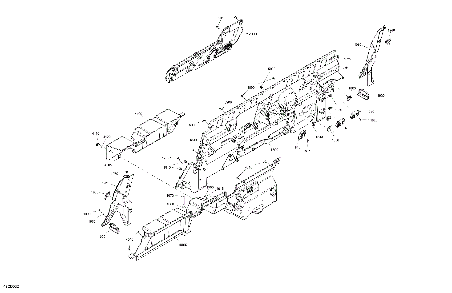 An Image of a Genuine Can-Am Parts Schematic Diagram showing the schematic - CAB INTERIOR - BACK WALL
