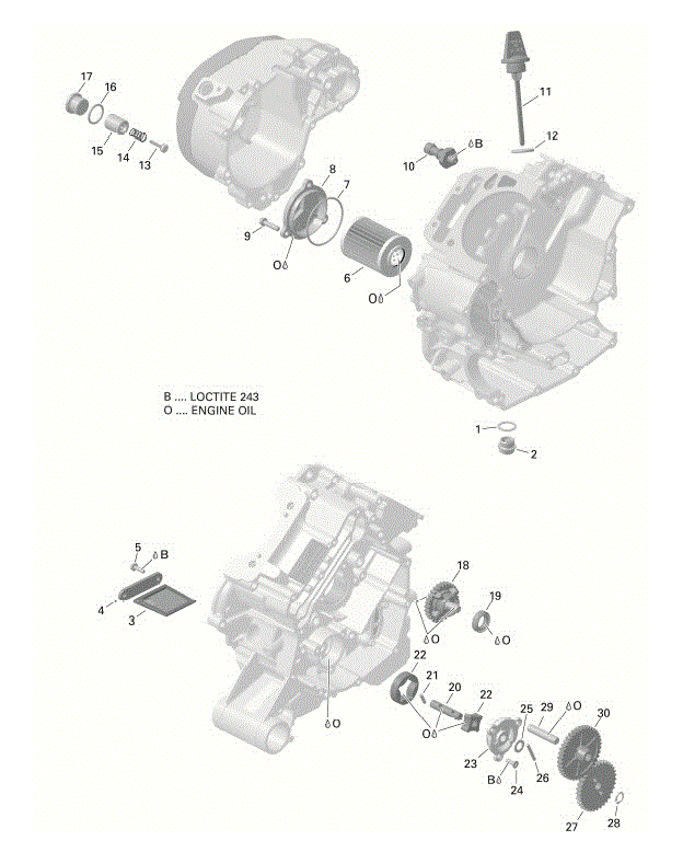 An Image of a Genuine Can-Am Parts Schematic Diagram showing the schematic - ROTAX - ENGINE LUBRICATION