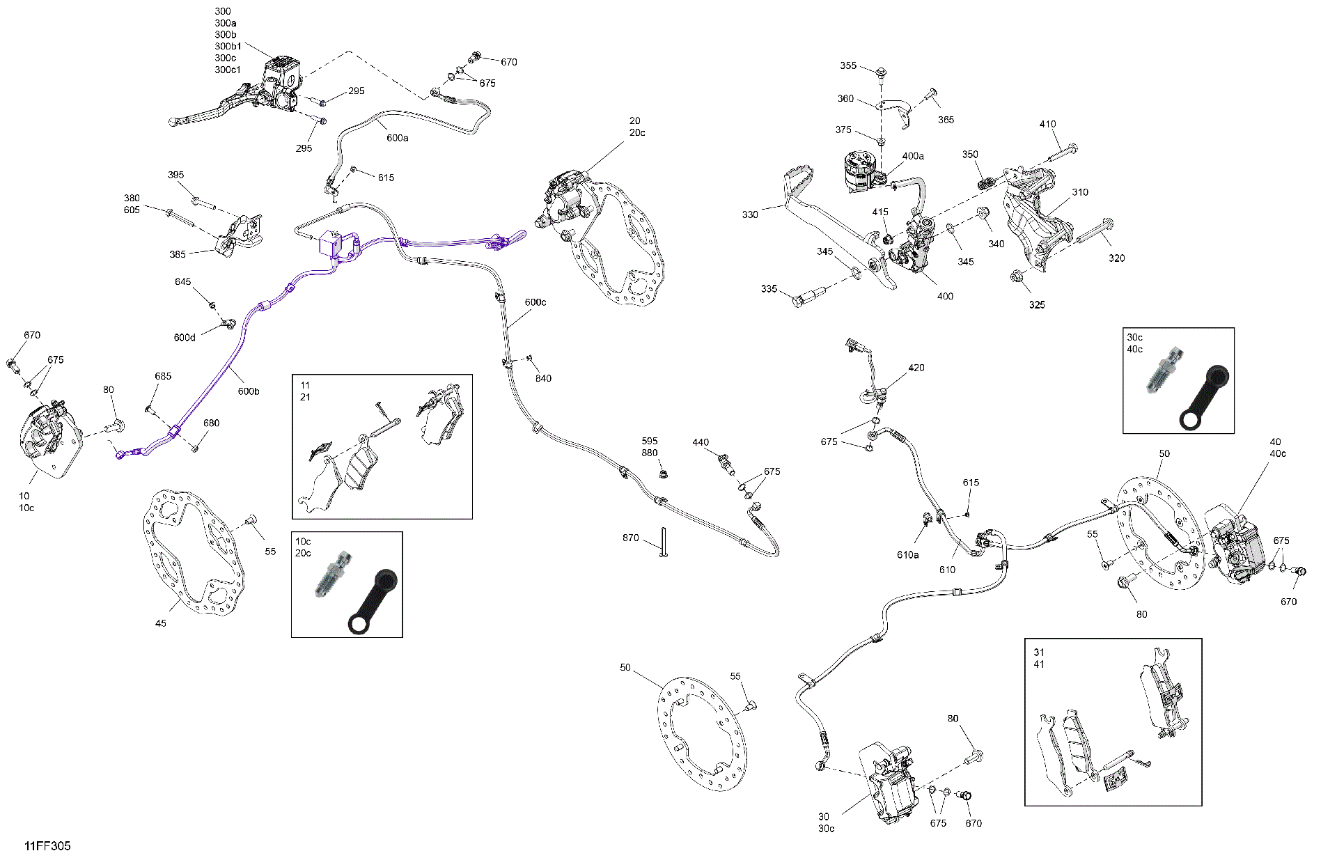 An Image of a Genuine Can-Am Parts Schematic Diagram showing the schematic - MECHANIC - BRAKE SYSTEM