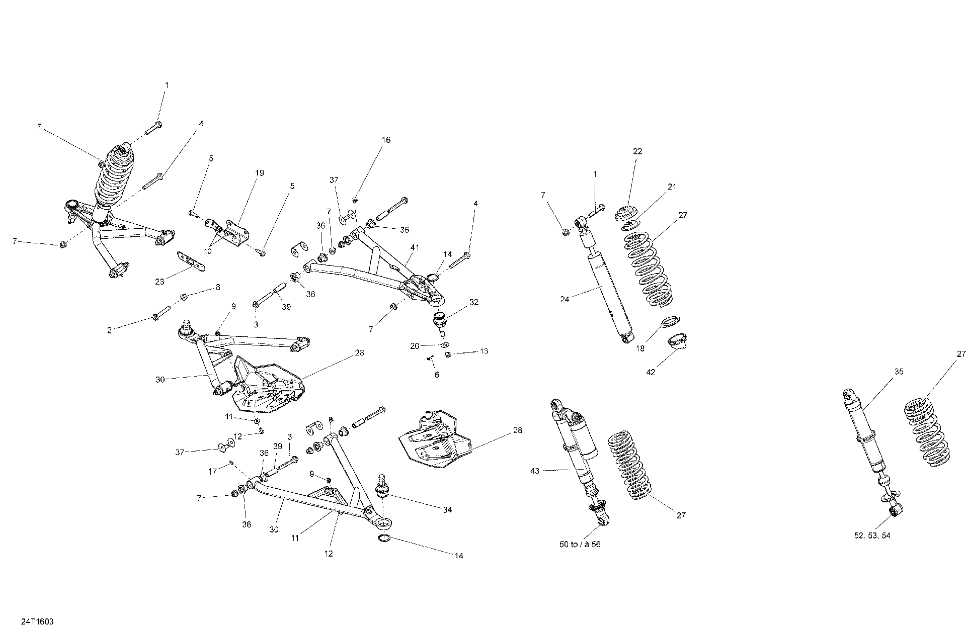 An Image of a Genuine Can-Am Parts Schematic Diagram showing the schematic - FRONT SUSPENSION