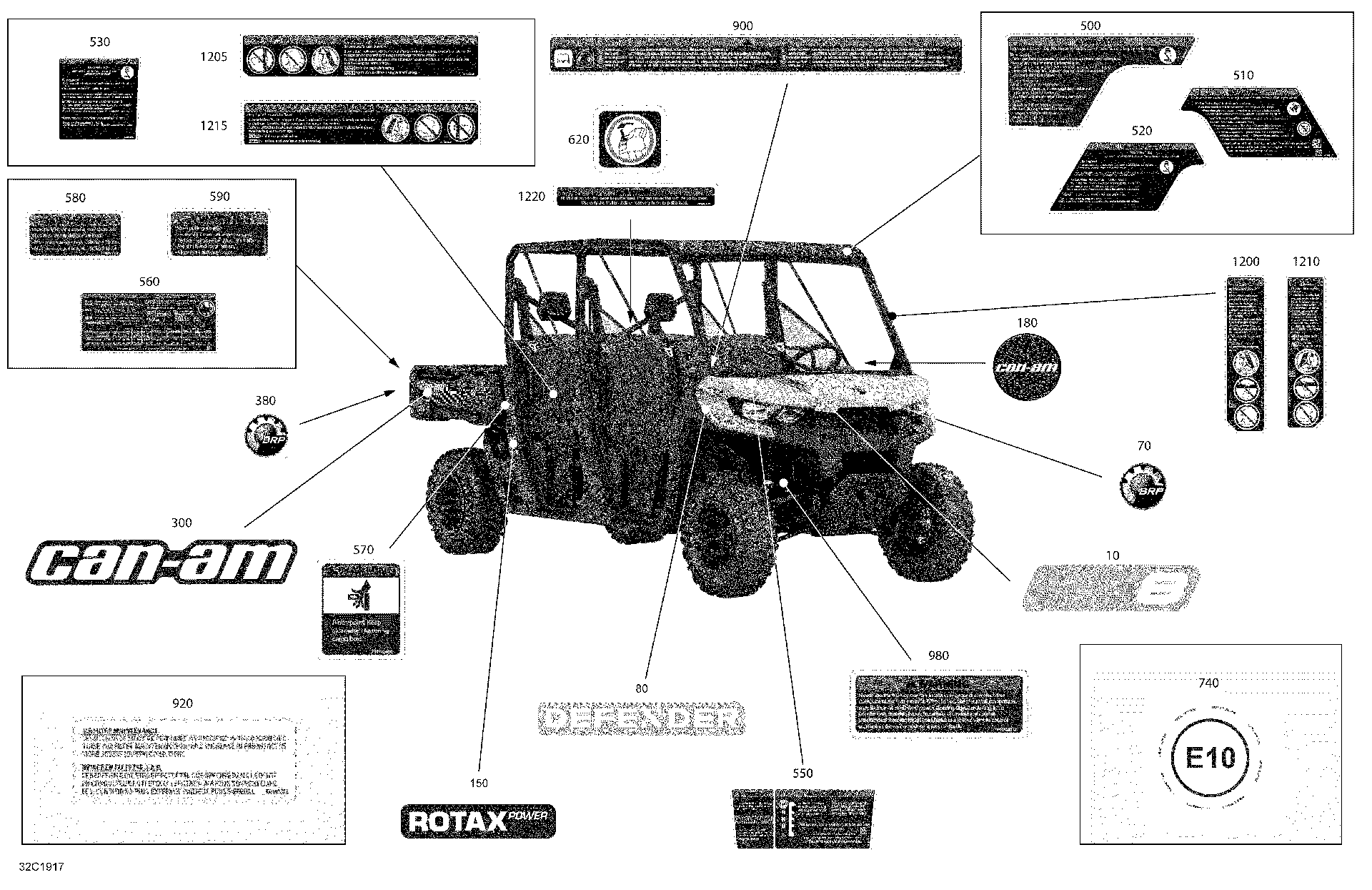 An Image of a Genuine Can-Am Parts Schematic Diagram showing the schematic - DECALS - HD8 - BASE