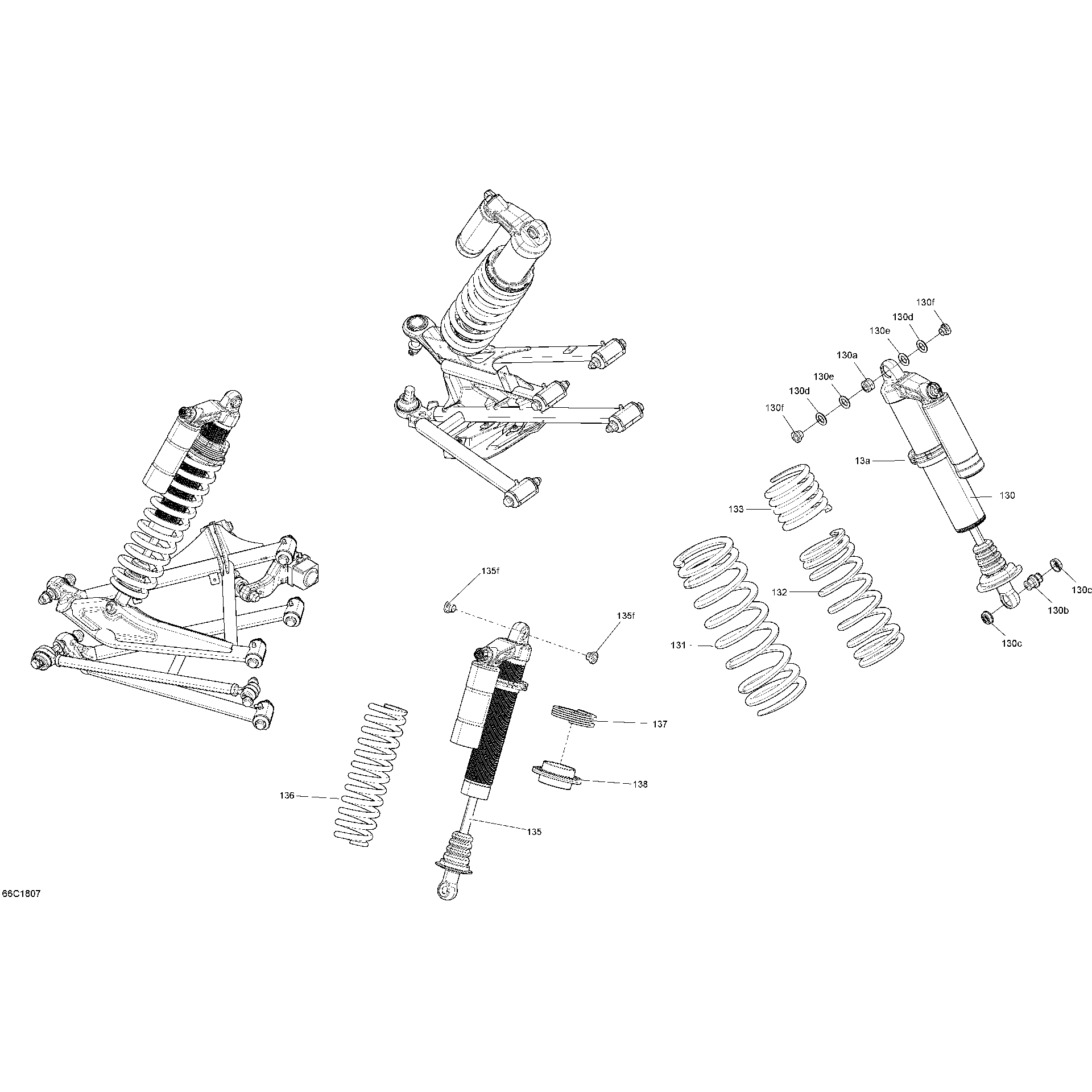 An Image of a Genuine Can-Am Parts Schematic Diagram showing the schematic - SHOCKS MAVERICK - PACKAGE X MR