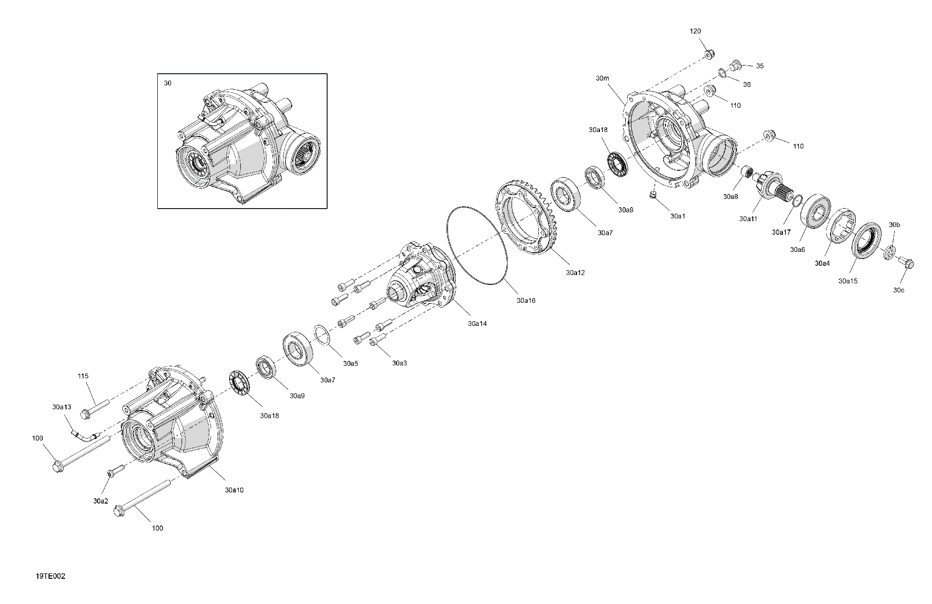 An Image of a Genuine Can-Am Parts Schematic Diagram showing the schematic - DRIVE - FRONT - DIFFERENTIAL PARTS