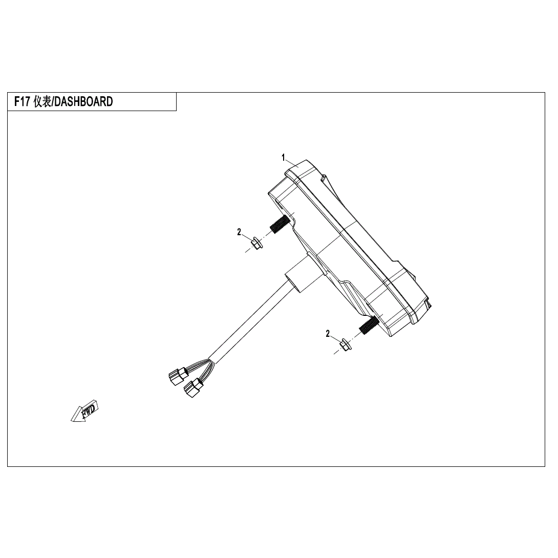 An Image of a genuine CFMOTO Parts Schematic Diagram showing the group - DASHBOARD - 2021 CFMOTO CFORCE 500 S
