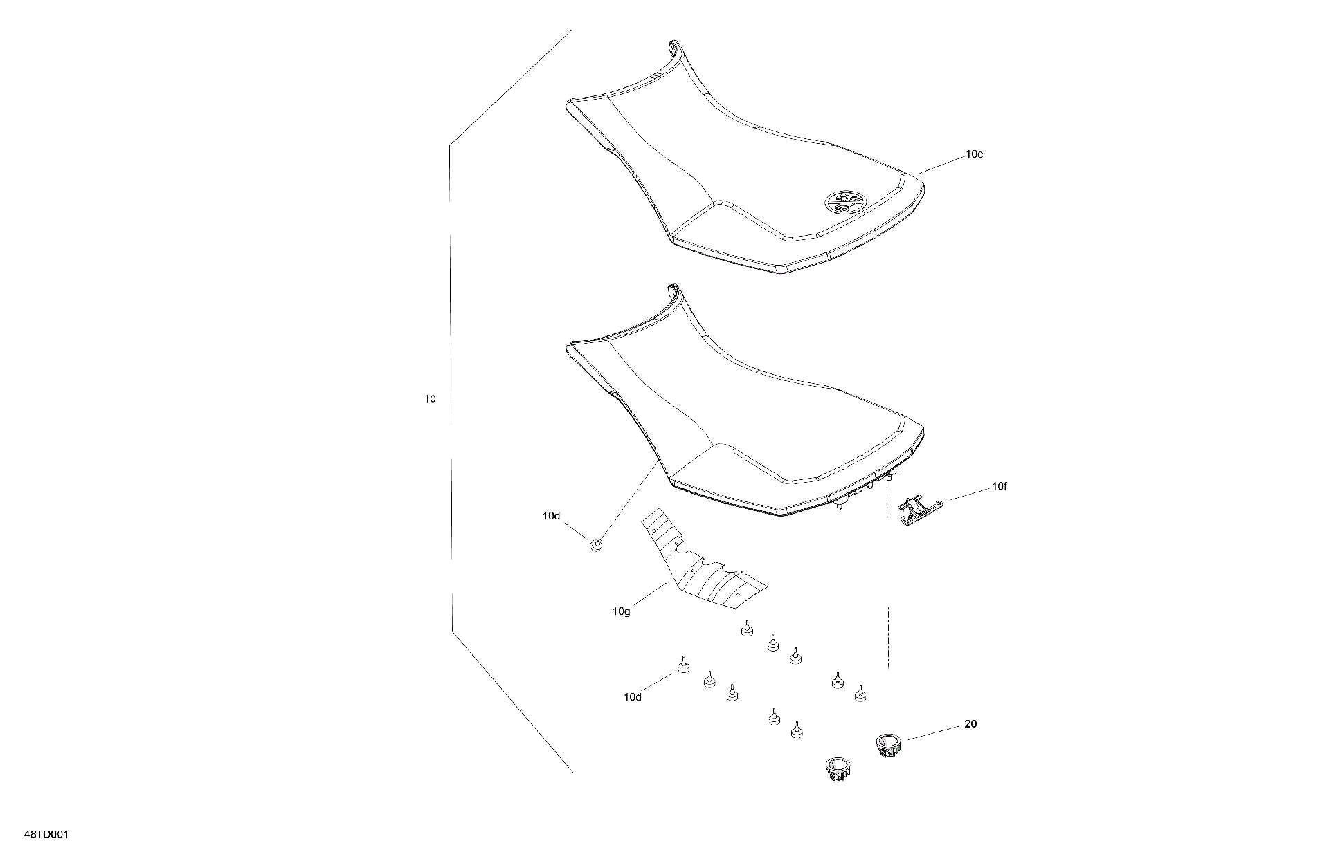 An Image of a Genuine Can-Am Parts Schematic Diagram showing the schematic - BODY - SEAT